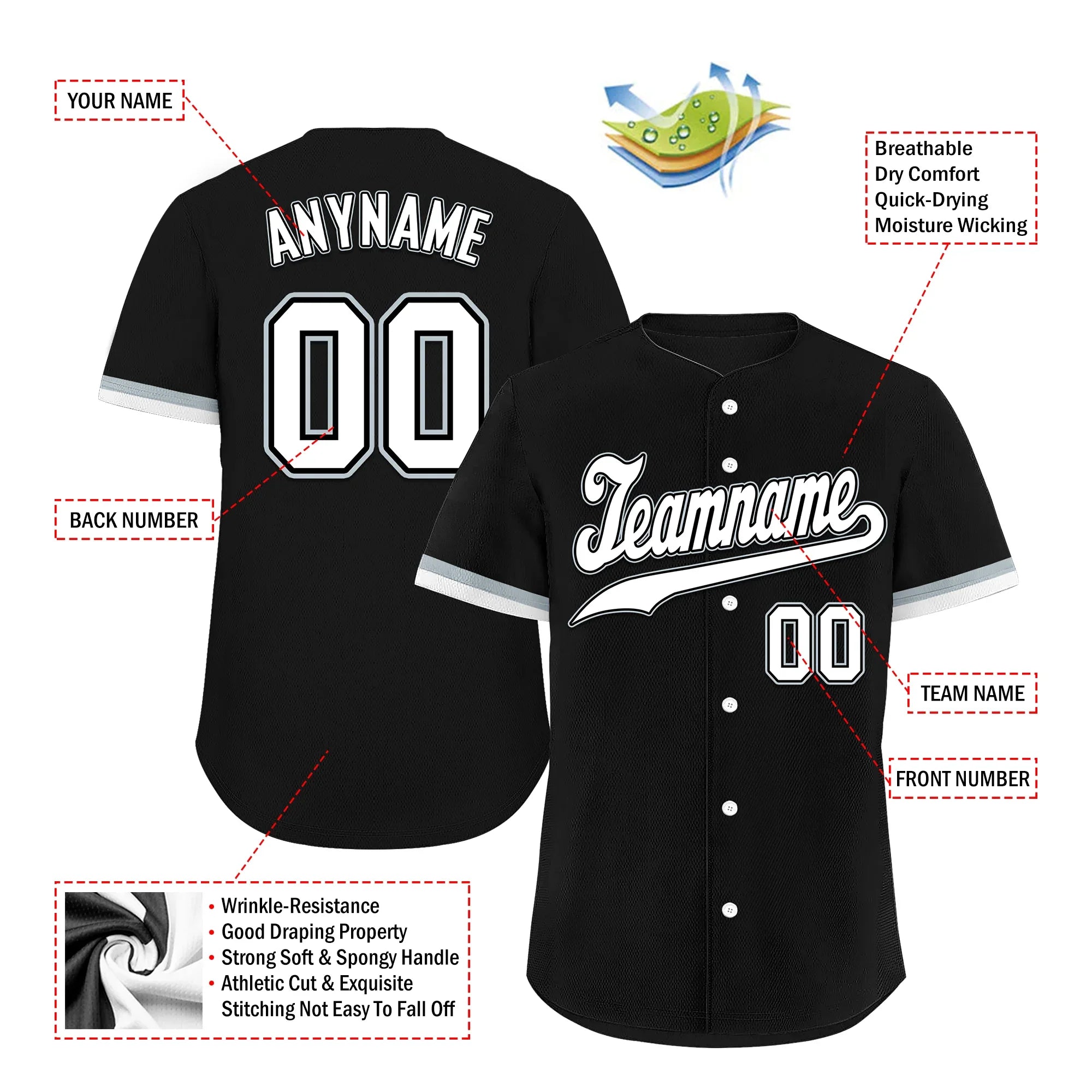 Custom Black Classic Style White Personalized Authentic Baseball Jersey BSBJ01-bd0faa7 - Coolcustomize