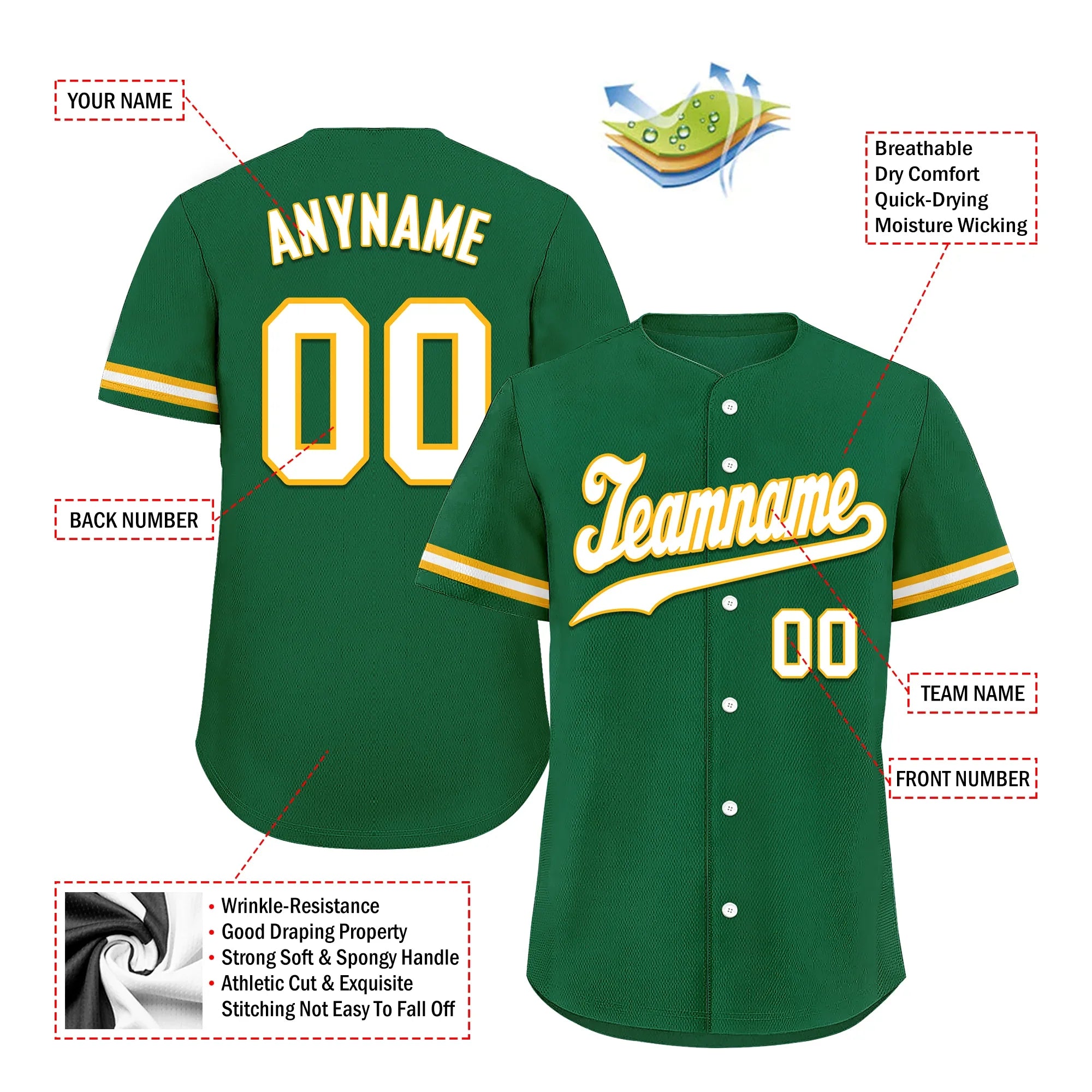 Custom Green Classic Style White Personalized Authentic Baseball Jersey BSBJ01-bd0fab9 - Coolcustomize