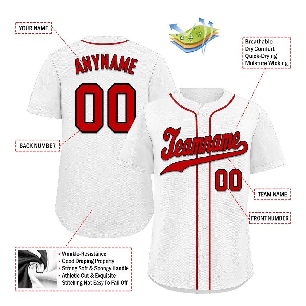 Custom White Classic Style Red Personalized Authentic Baseball Jersey BSBJ01-bd0faa0 - Coolcustomize
