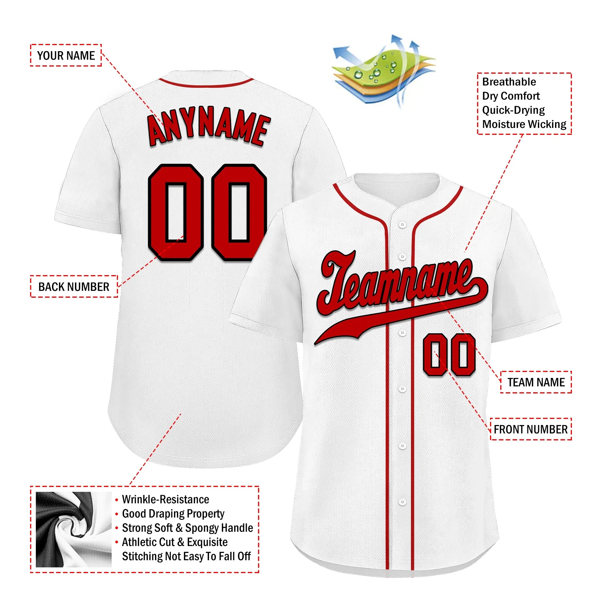 Custom White Classic Style Red Personalized Authentic Baseball Jersey BSBJ01-bd0faa0 - Coolcustomize