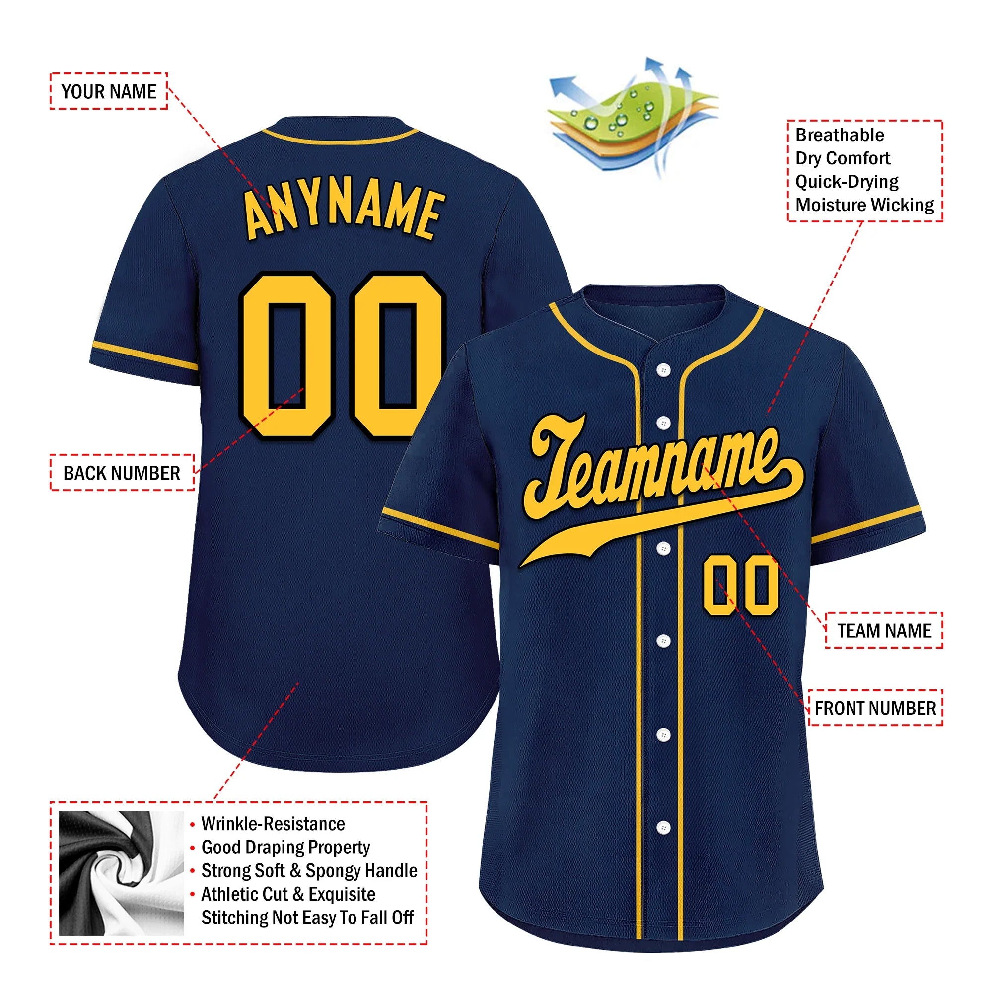 Custom Blue Classic Style Yellow Personalized Authentic Baseball Jersey BSBJ01-bd0fada - Coolcustomize