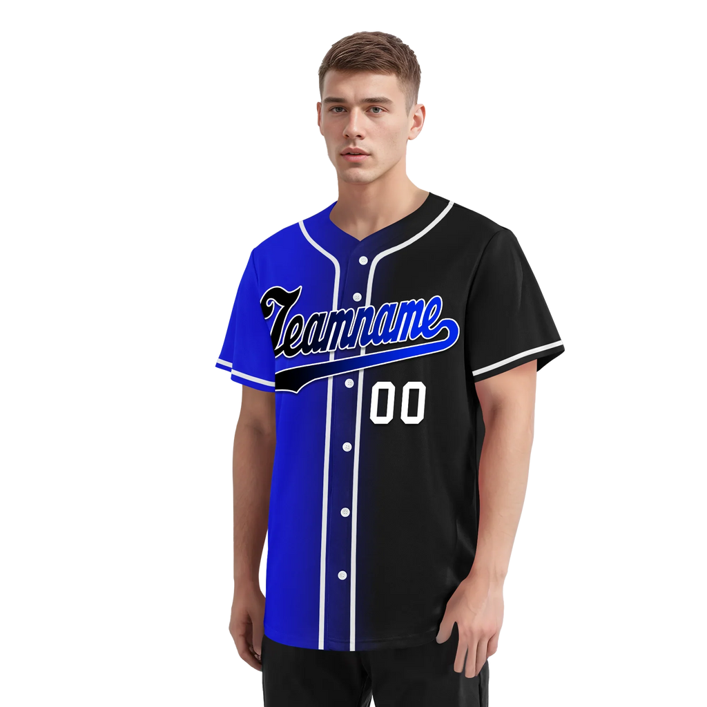 Custom Blue Black Gradient Fashion Personalized Authentic Baseball Jersey BSBJ01-D0a709e - Coolcustomize