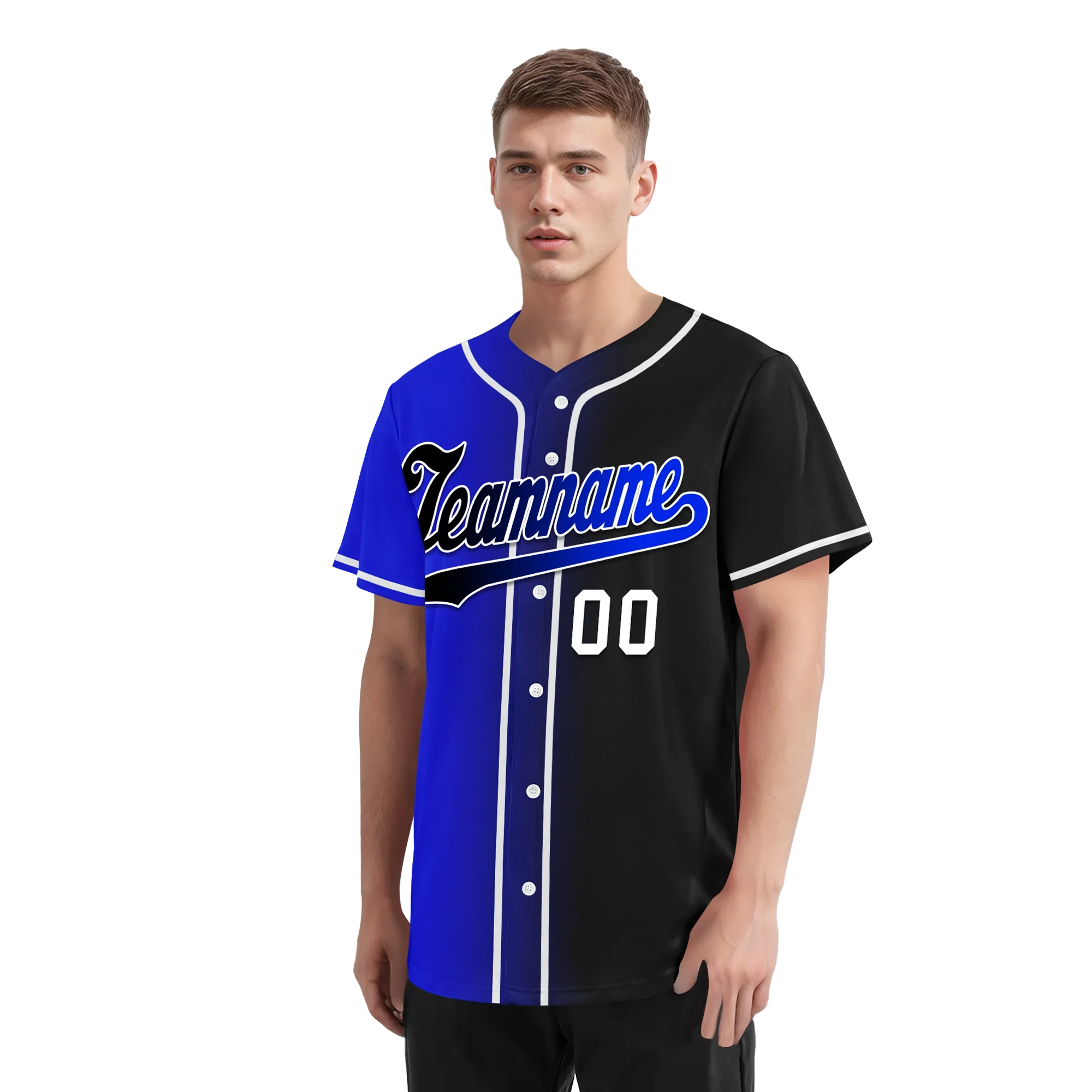 Custom Blue Black Gradient Fashion Personalized Authentic Baseball Jersey BSBJ01-D0a709e - Coolcustomize