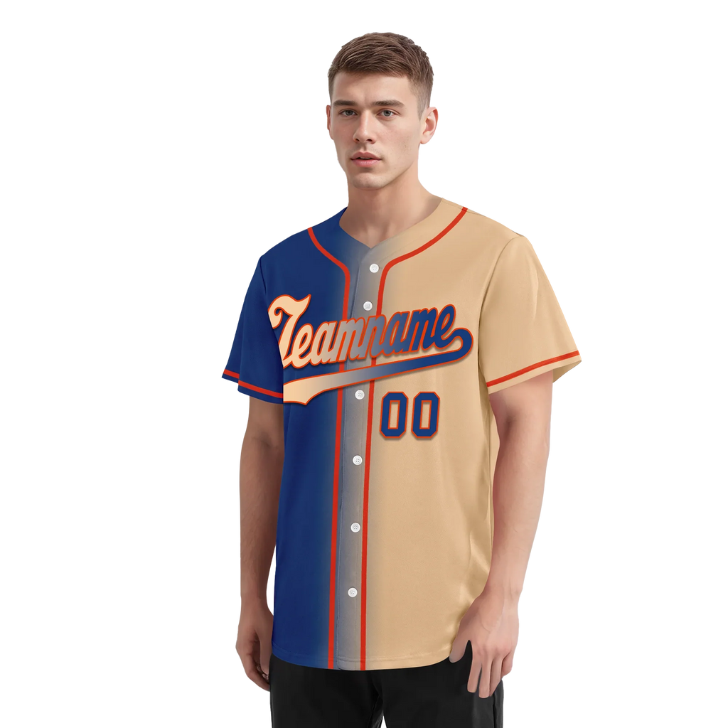 Custom Blue Beige Gradient Fashion Personalized Authentic Baseball Jersey BSBJ01-D0a7077 - Coolcustomize