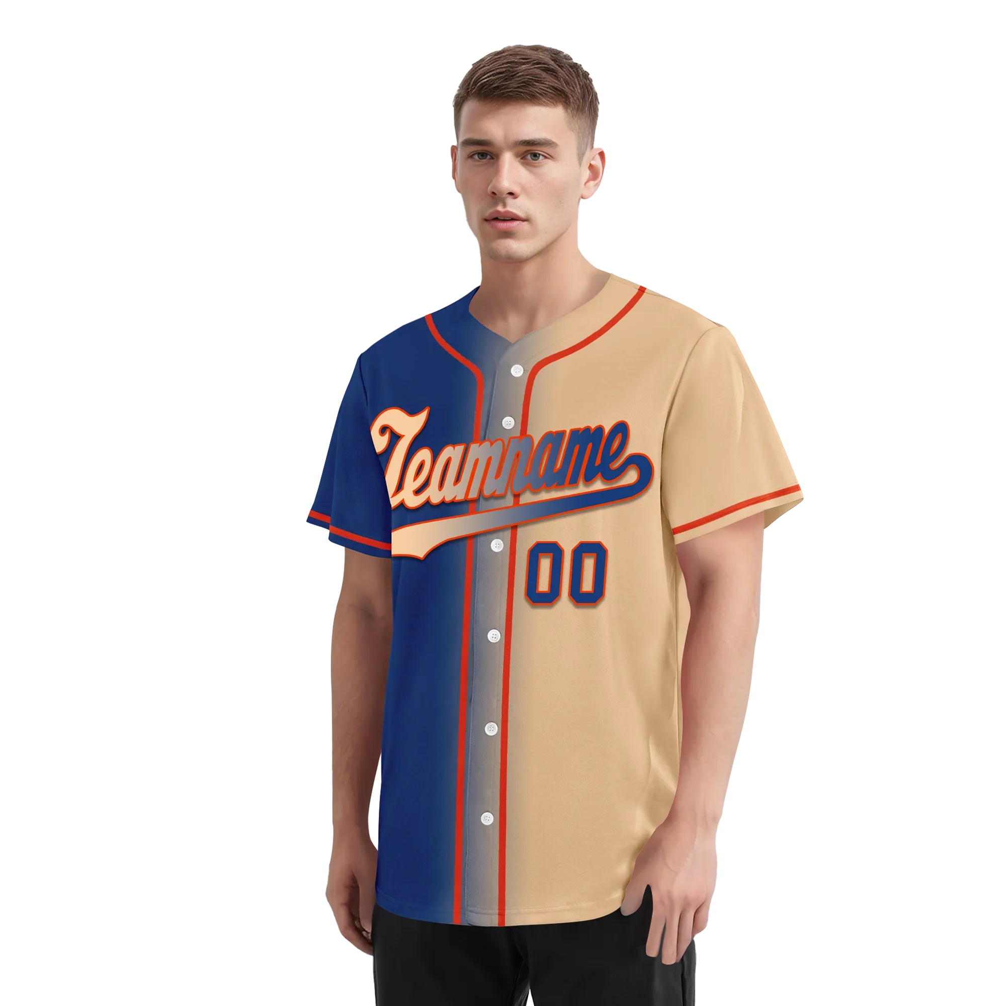 Custom Blue Beige Gradient Fashion Personalized Authentic Baseball Jersey BSBJ01-D0a7077 - Coolcustomize