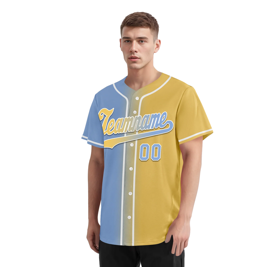 Custom Blue Yellow Gradient Fashion Personalized Authentic Baseball Jersey BSBJ01-D0a7079 - Coolcustomize