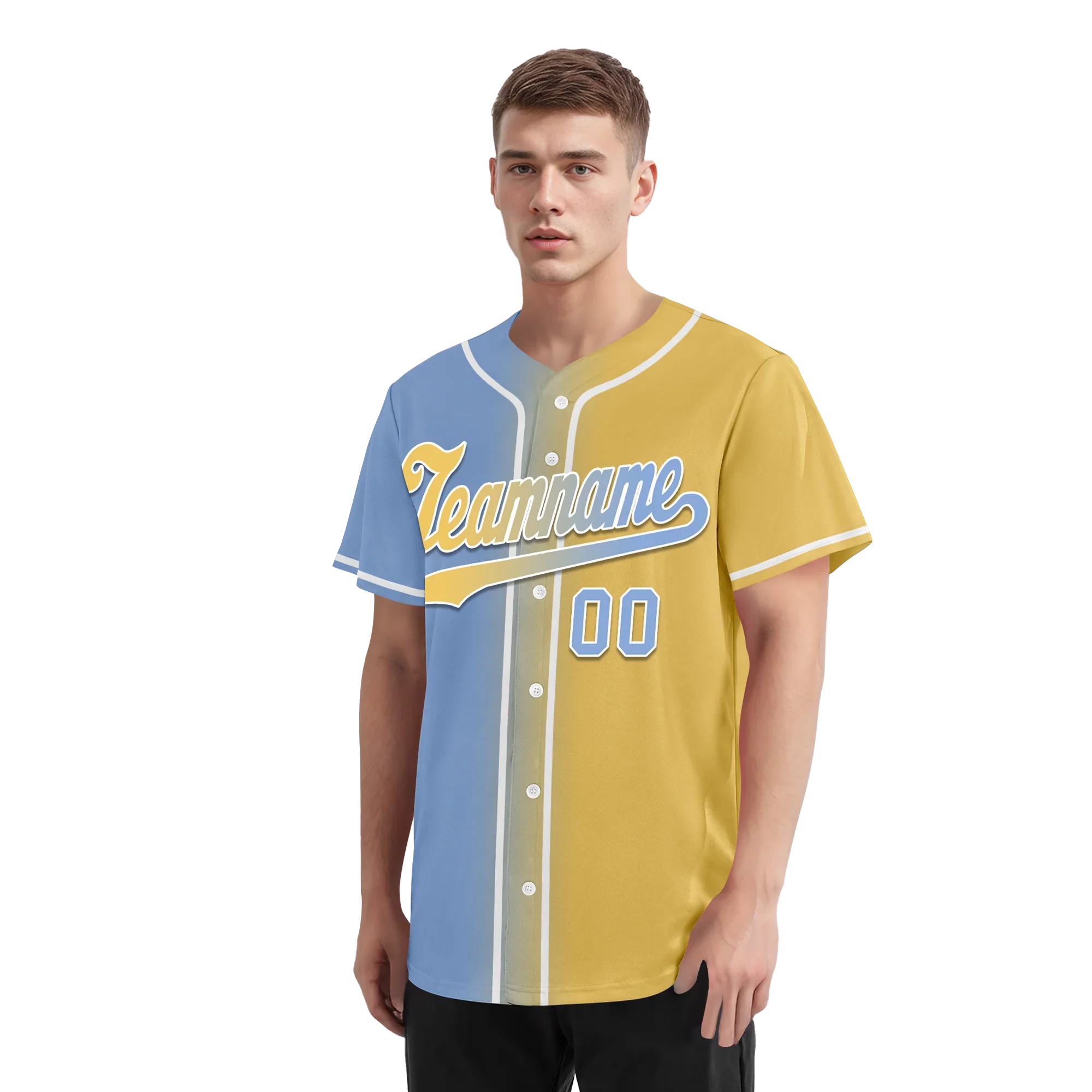 Custom Blue Yellow Gradient Fashion Personalized Authentic Baseball Jersey BSBJ01-D0a7079 - Coolcustomize