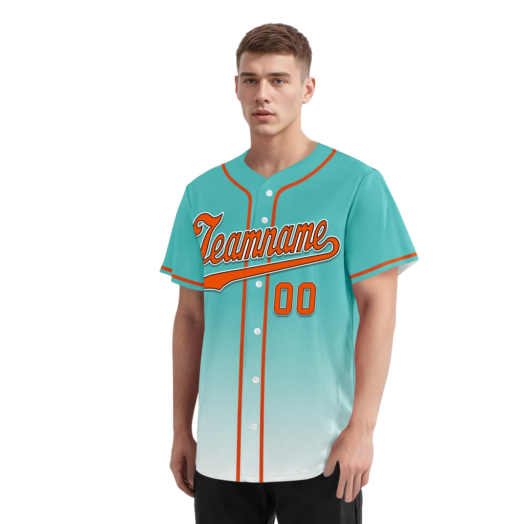 Custom Cyan White Fade Fashion Personalized Authentic Baseball Jersey BSBJ01-D0a70e8 - Coolcustomize