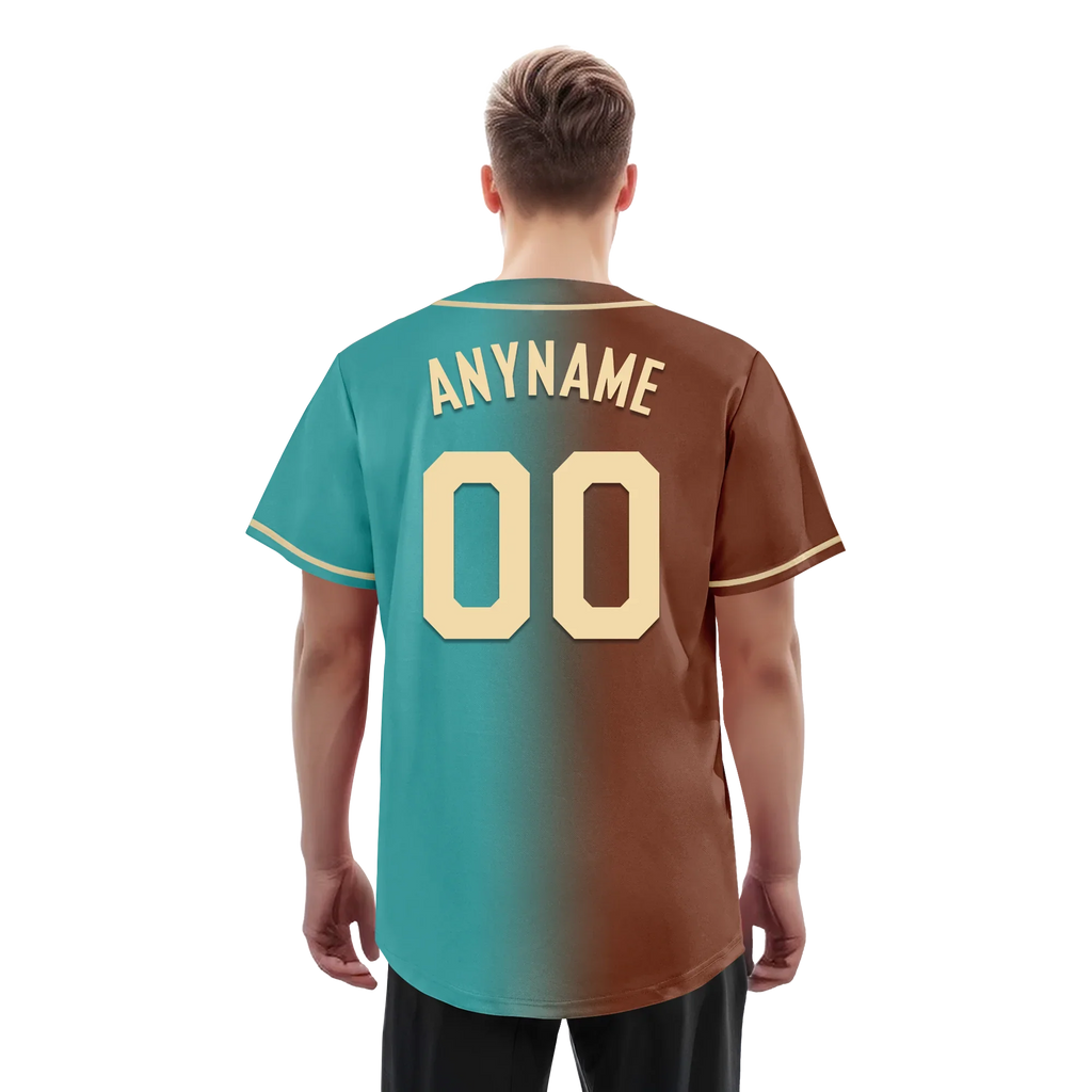 Custom Brown Cyan Gradient Fashion Personalized Authentic Baseball Jersey BSBJ01-D0a7088 - Coolcustomize