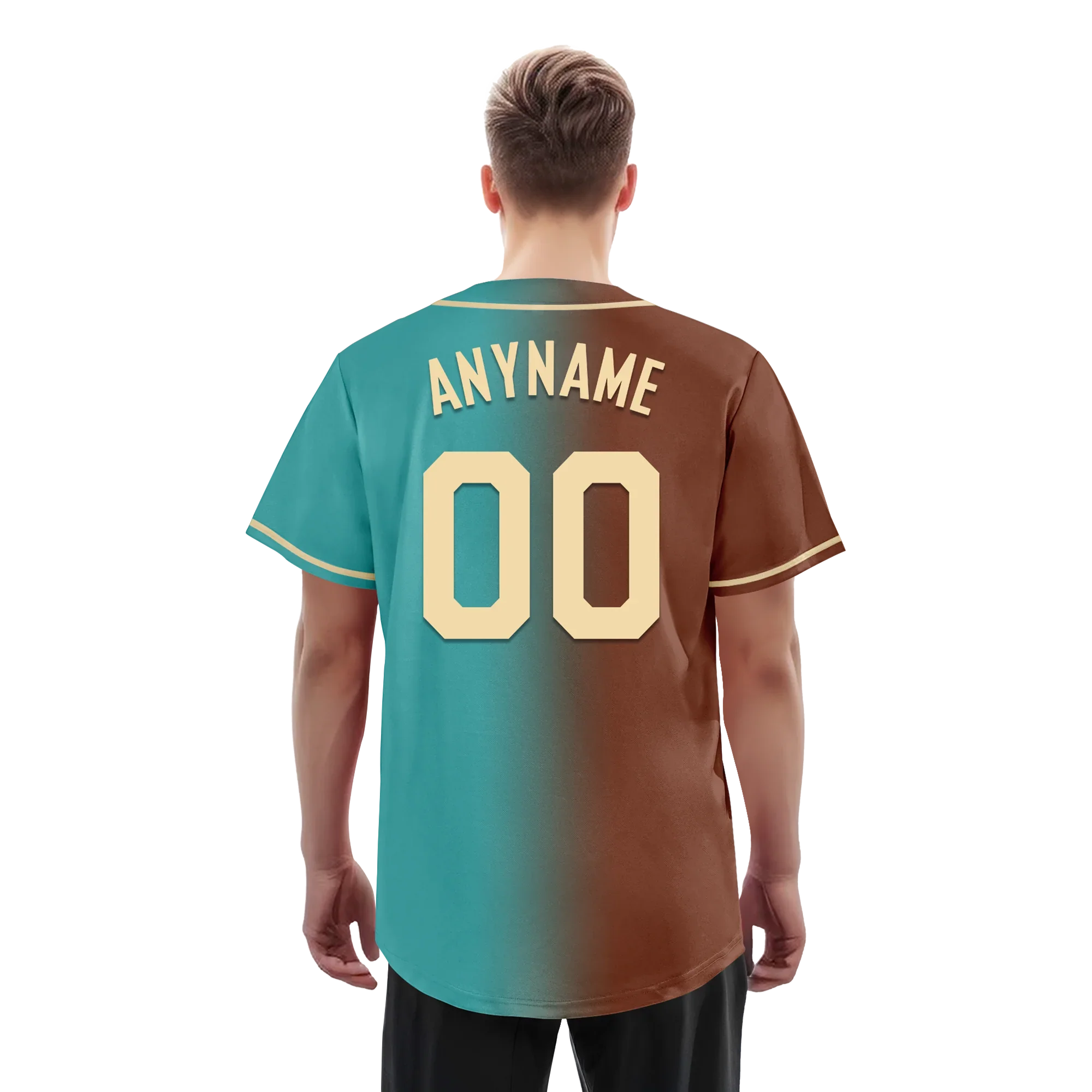 Custom Brown Cyan Gradient Fashion Personalized Authentic Baseball Jersey BSBJ01-D0a7088 - Coolcustomize