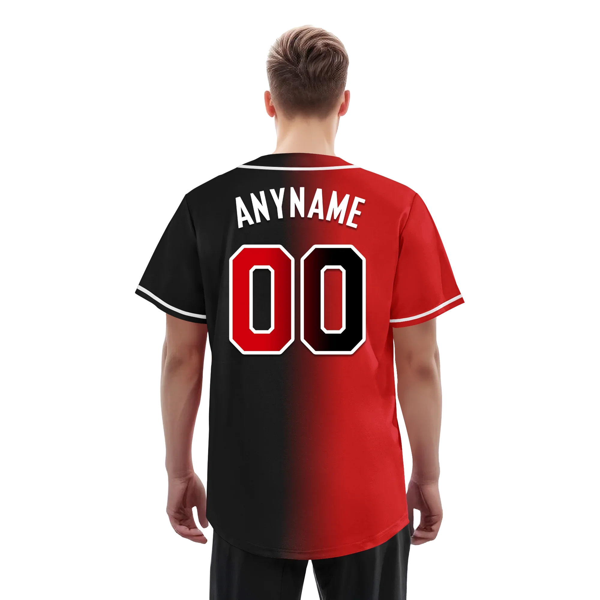 Custom Red Black Gradient Fashion Personalized Authentic Baseball Jersey BSBJ01-D0a707a - Coolcustomize