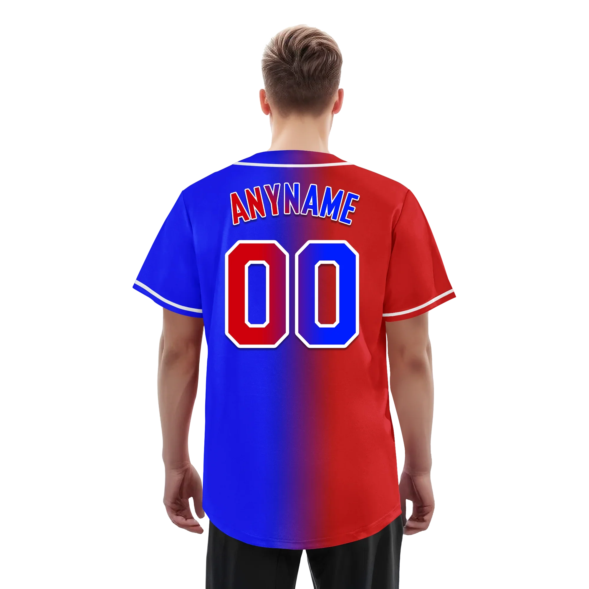 Custom Red Blue Gradient Fashion Personalized Authentic Baseball Jersey BSBJ01-D0a707b - Coolcustomize