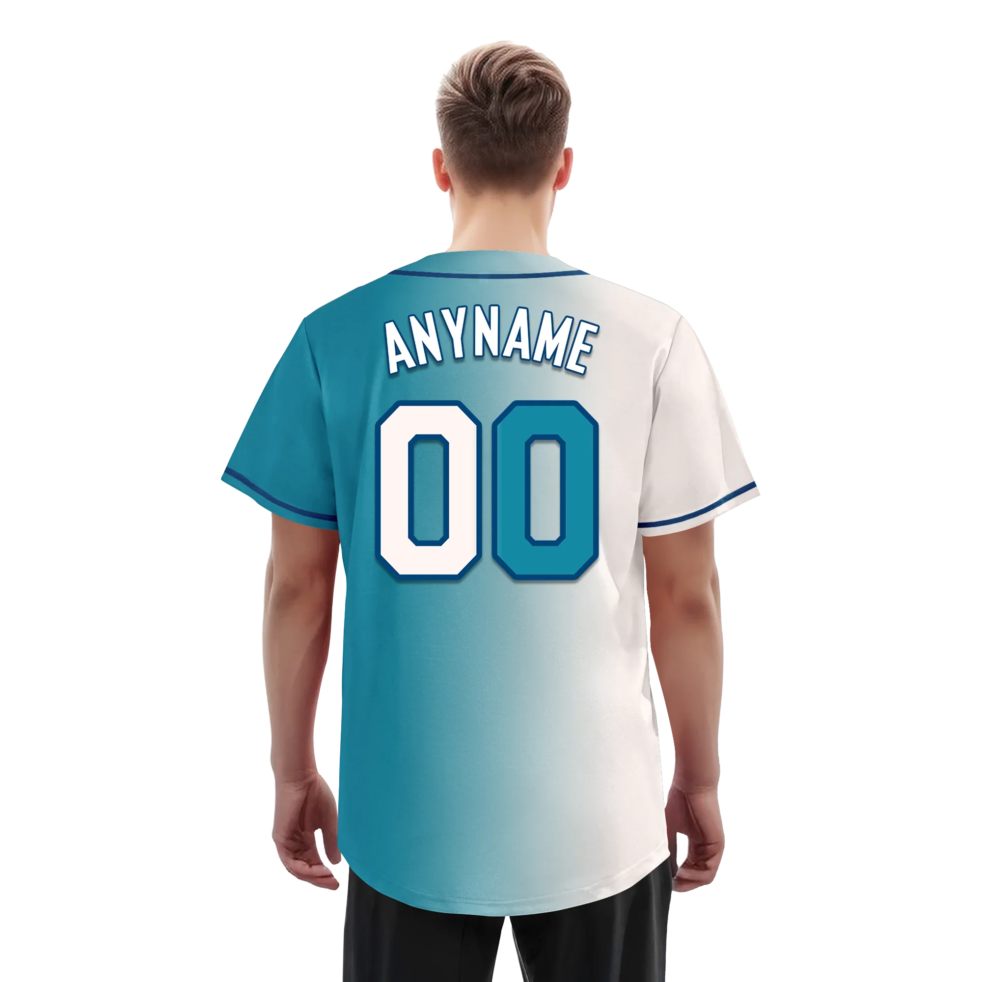 Custom White Blue Gradient Fashion Personalized Authentic Baseball Jersey BSBJ01-D0a7ab0 - Coolcustomize
