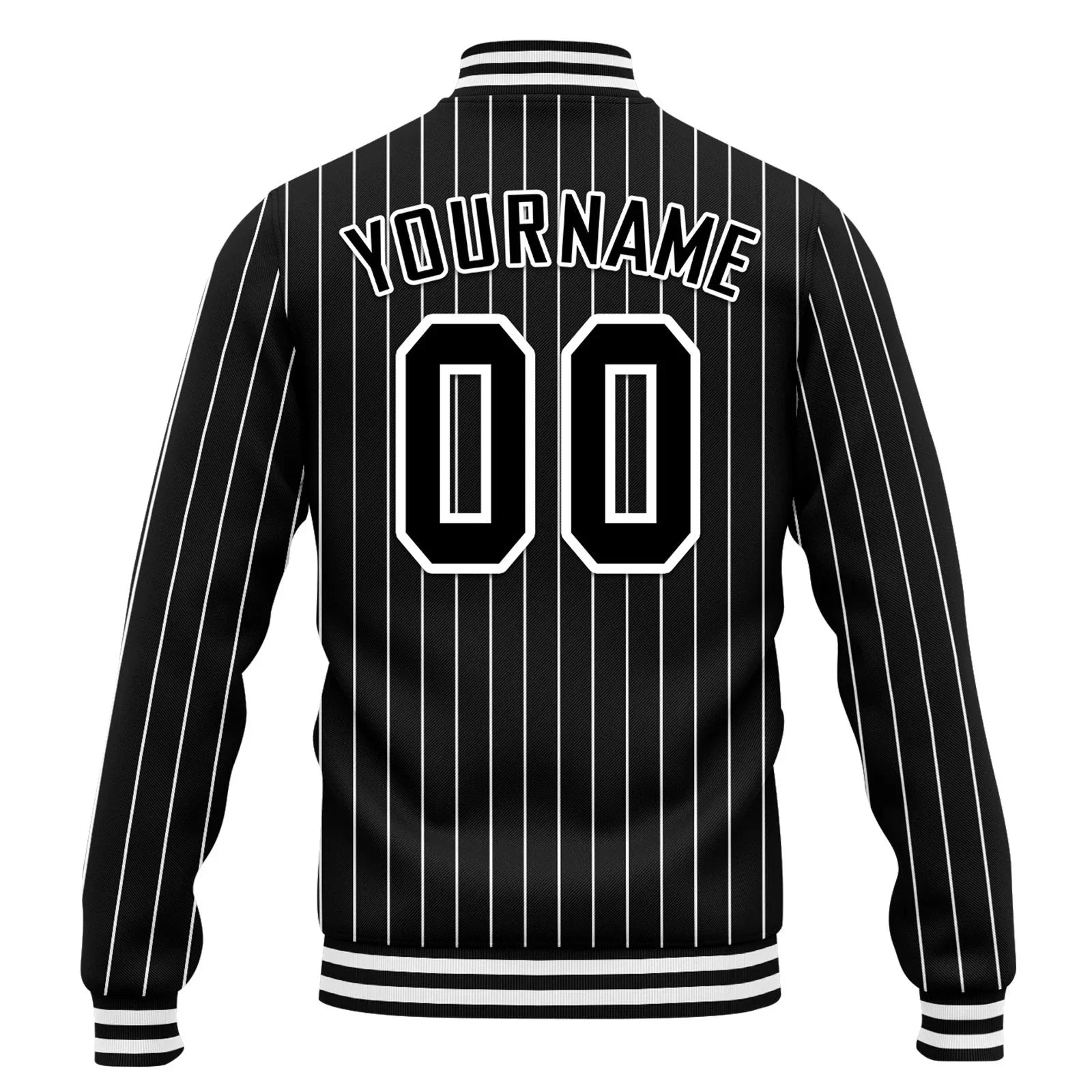 Custom Black White Stripe Fashion Jacket Bomber Full-Snap Varsity Letterman Personalized Jacket FZ005-D020219-1 - Coolcustomize