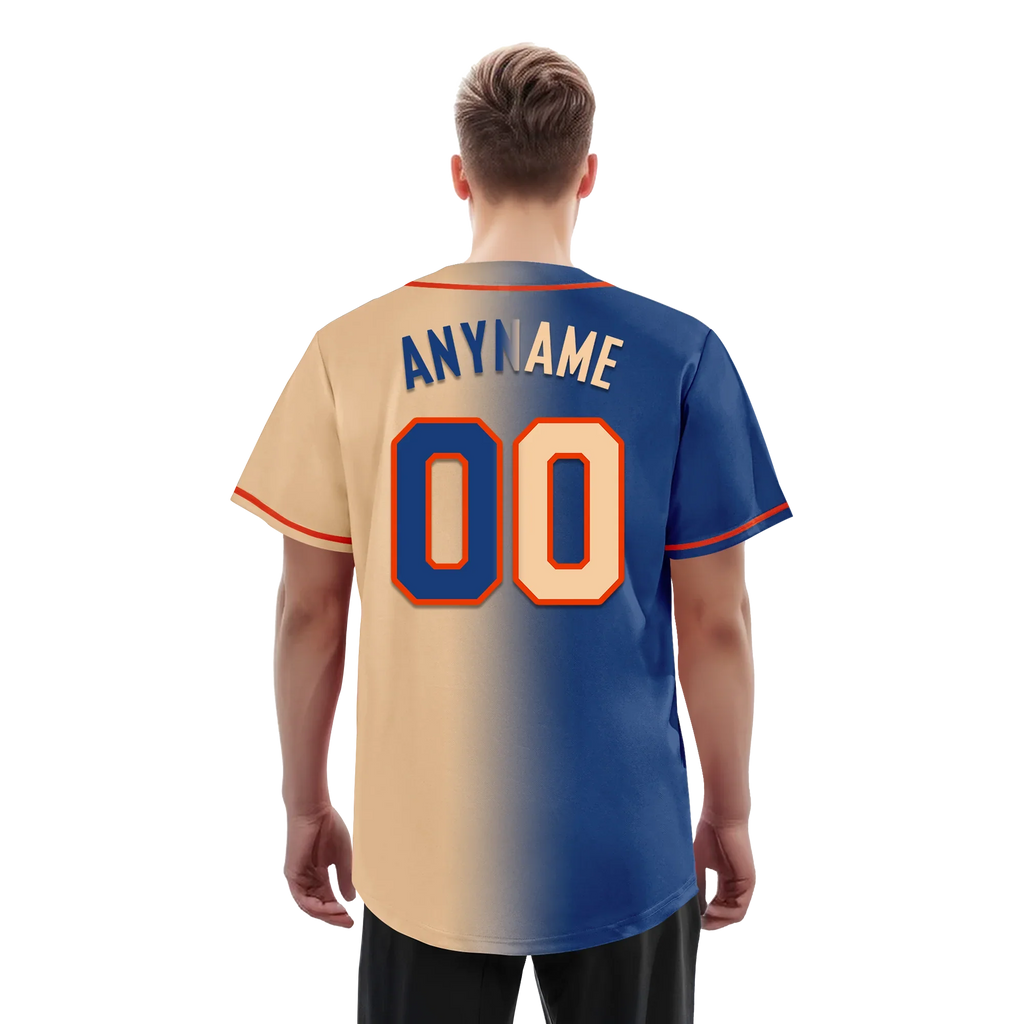 Custom Blue Beige Gradient Fashion Personalized Authentic Baseball Jersey BSBJ01-D0a7077 - Coolcustomize