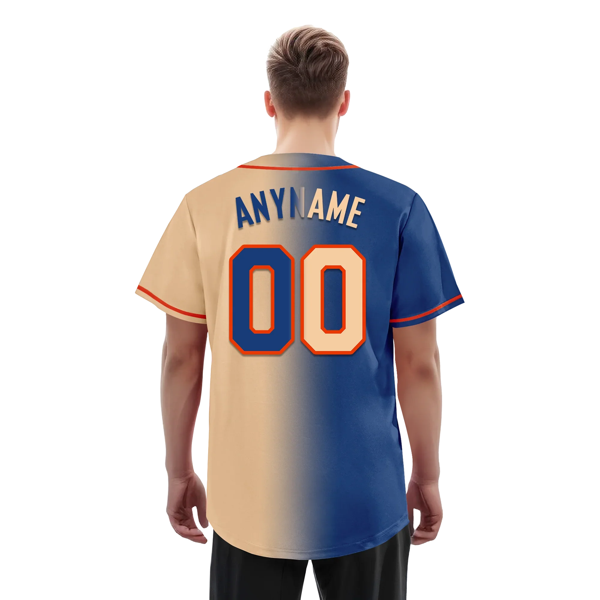 Custom Blue Beige Gradient Fashion Personalized Authentic Baseball Jersey BSBJ01-D0a7077 - Coolcustomize