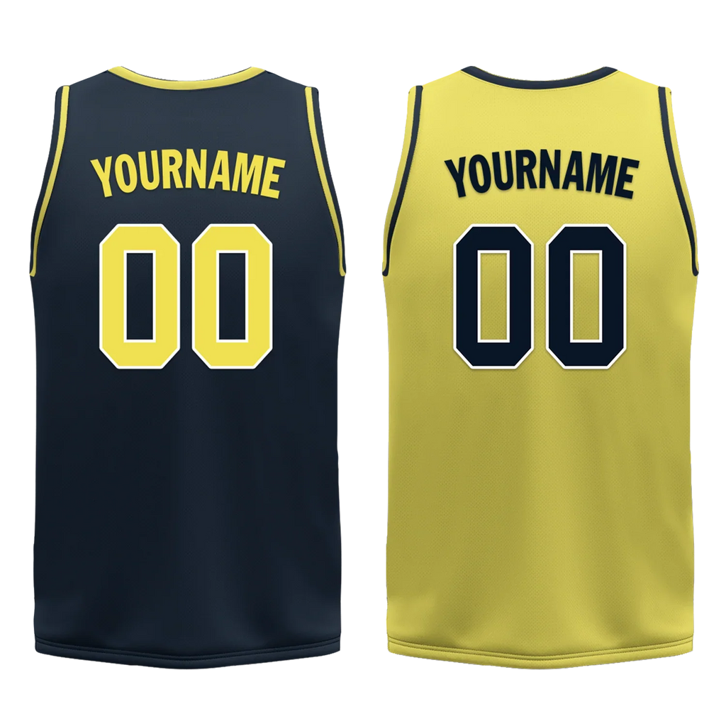 Custom Blue Yellow Classic Style Reversible Basketball Uniform Personalized Ordinary BBJR-D017059 - Coolcustomize