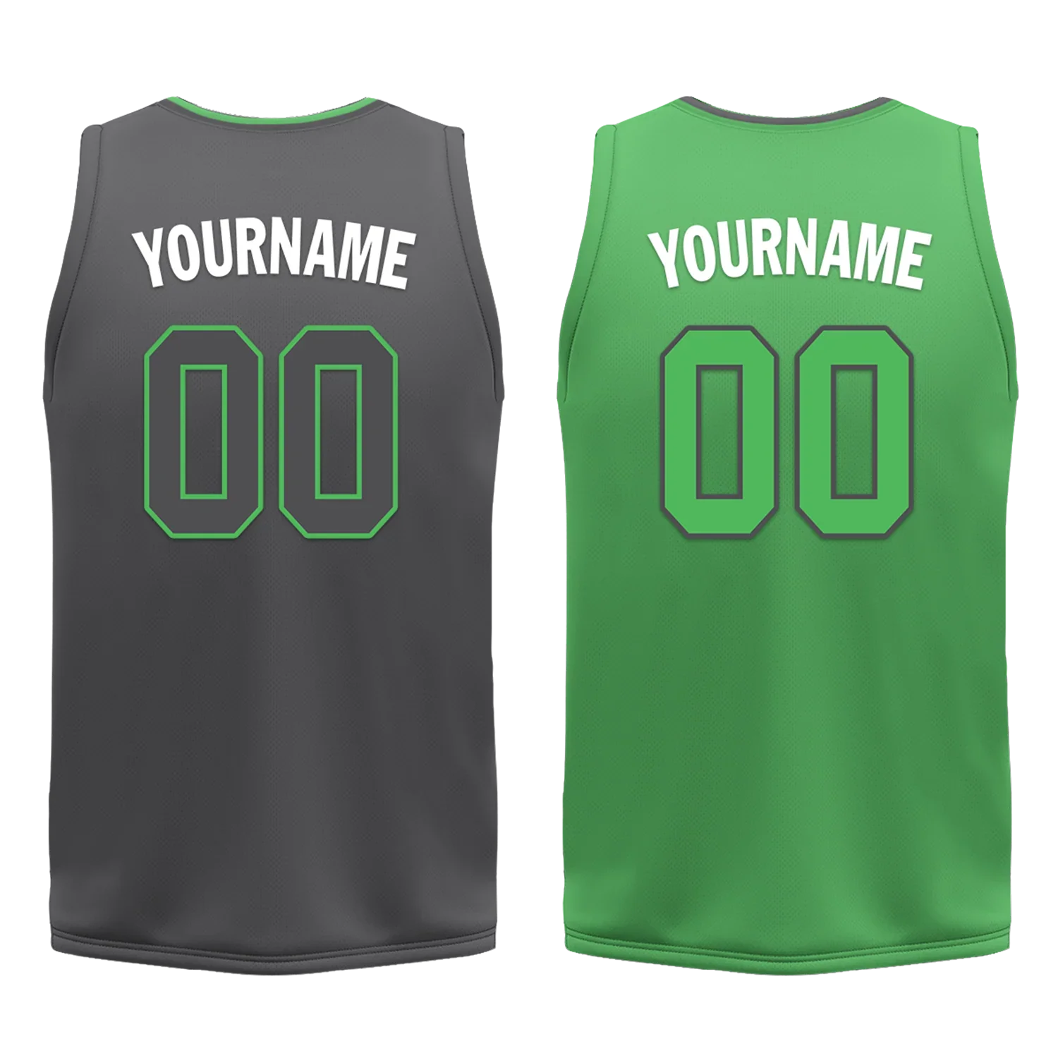 Custom Gray Green Classic Style Reversible Basketball Uniform Personalized COOLMAX BBJR-D017046 - Coolcustomize