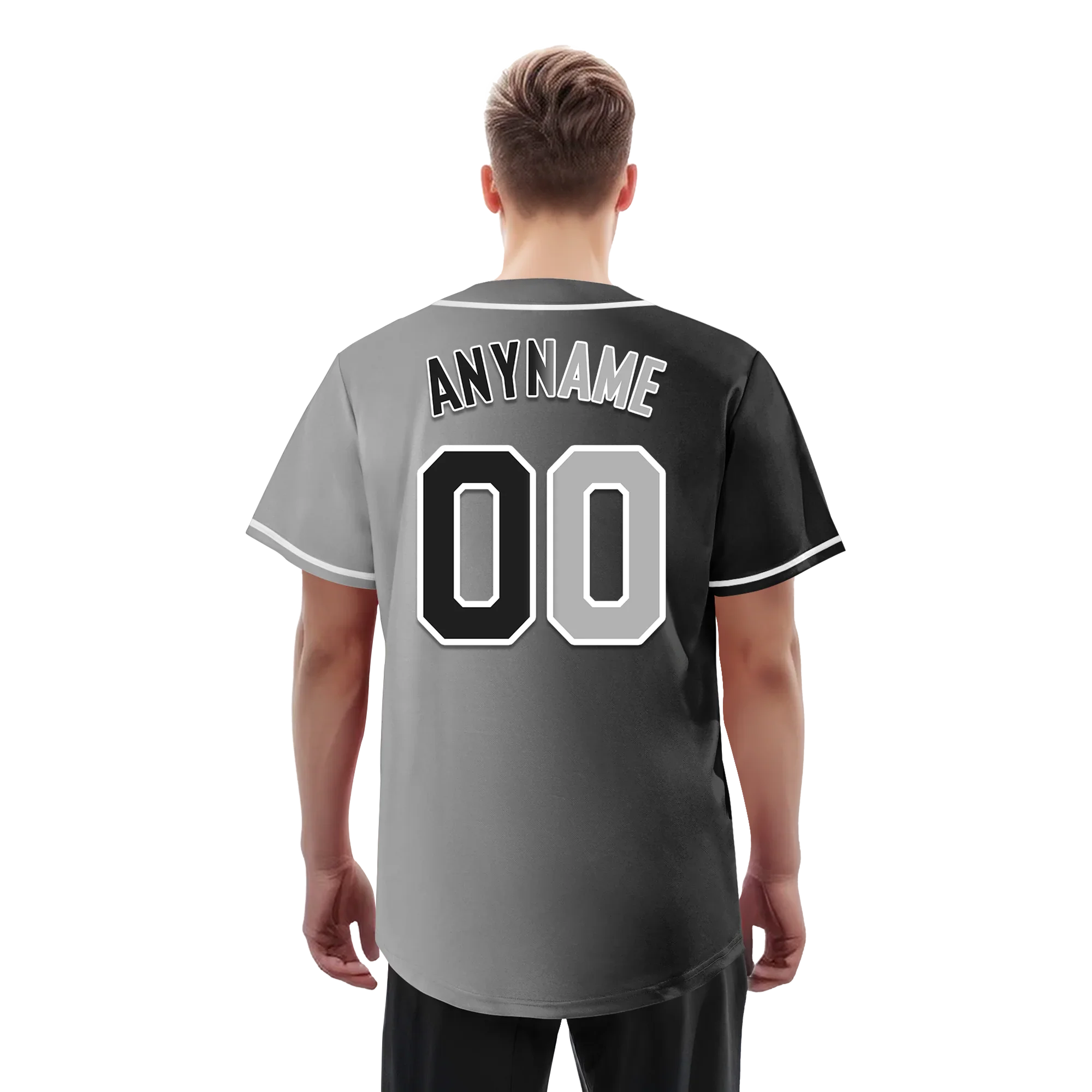 Custom Black Grey Gradient Fashion Personalized Authentic Baseball Jersey BSBJ01-D0a7a07 - Coolcustomize