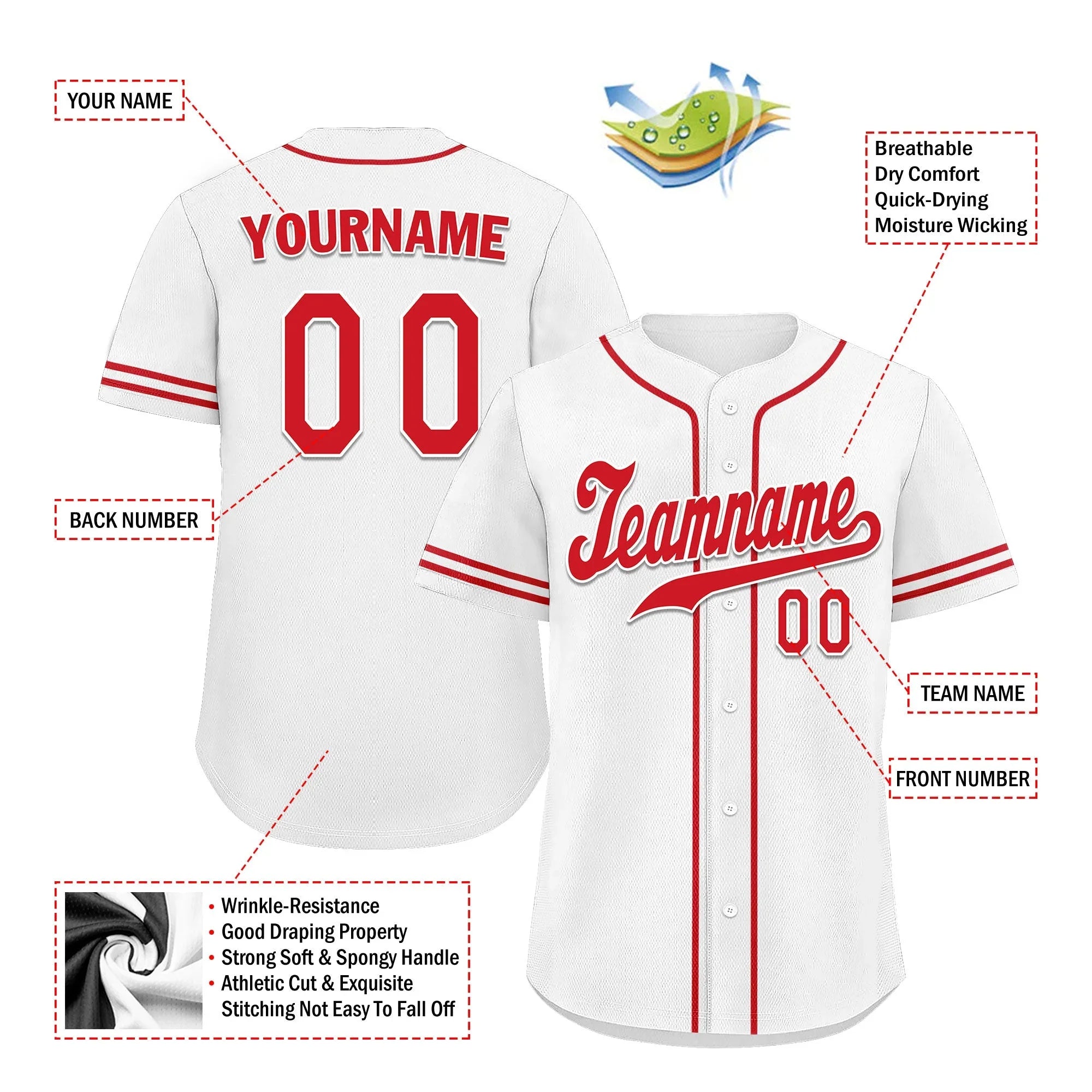 Custom White Classic Style Red Personalized Authentic Baseball Jersey UN002-bd0b00d8-ce - Coolcustomize