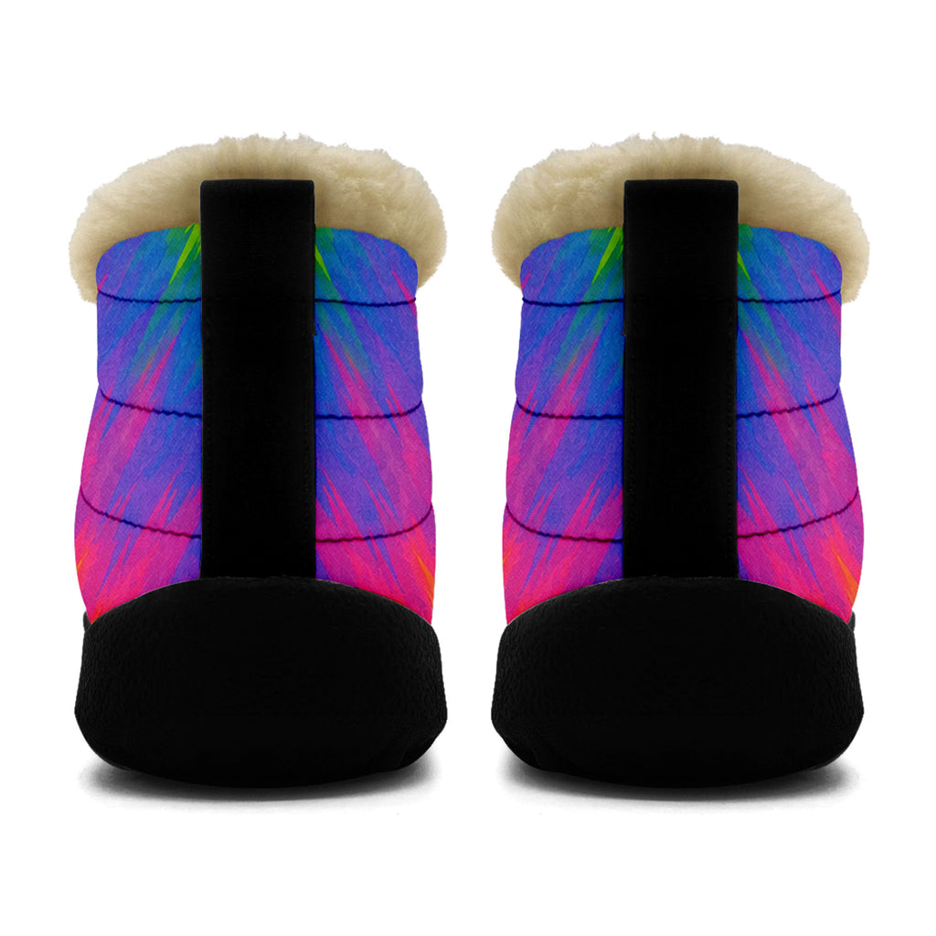 Personalized Colorful Winter Camp Slippers – Cozy Fleece Lined Ankle Snow Boots, Custom Gift for Her