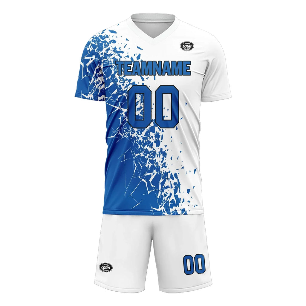Custom Blue White Soccer Sets Jersey Personalized SCJ101-D28008 - Coolcustomize