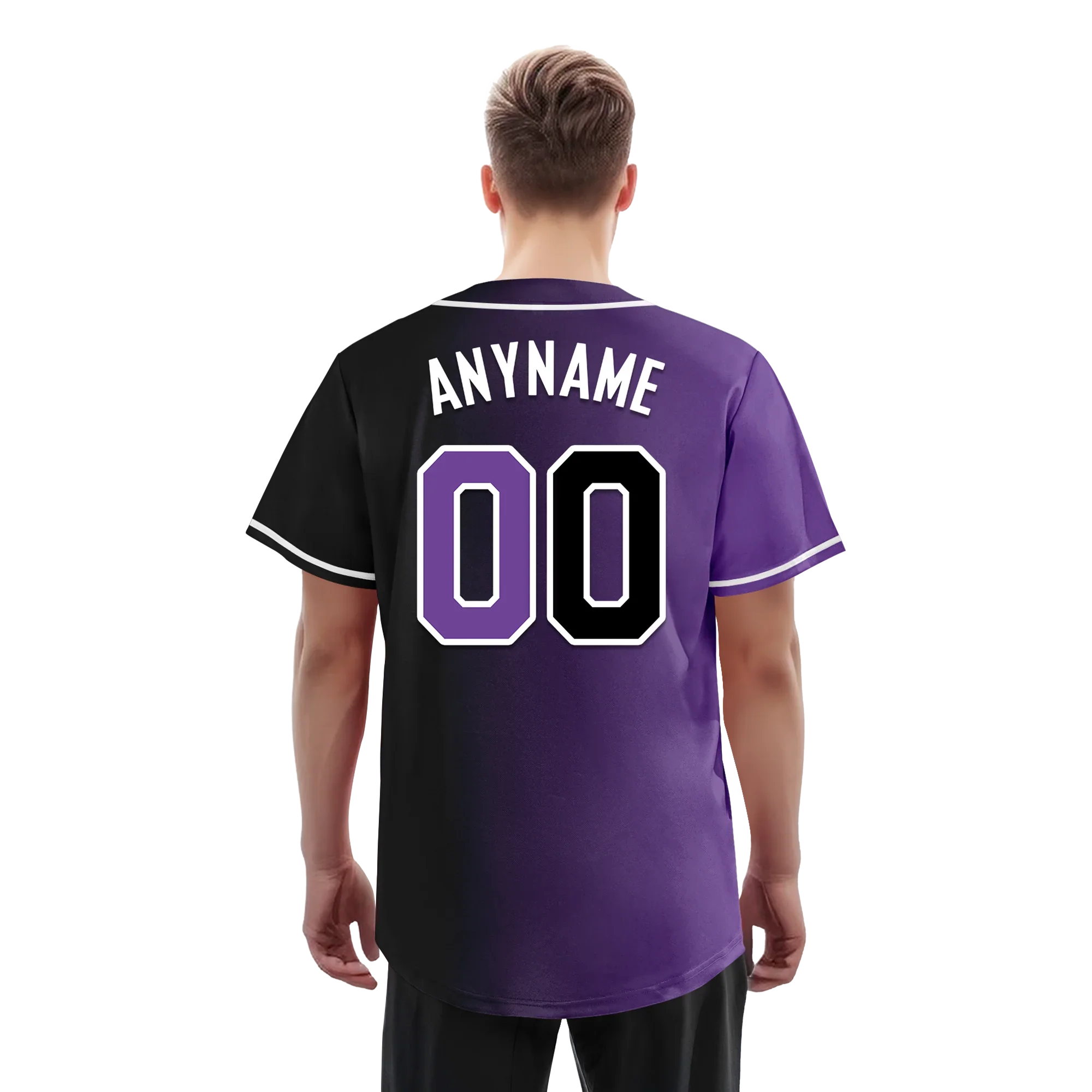 Custom Purple Black Gradient Fashion Personalized Authentic Baseball Jersey BSBJ01-D0a7090 - Coolcustomize