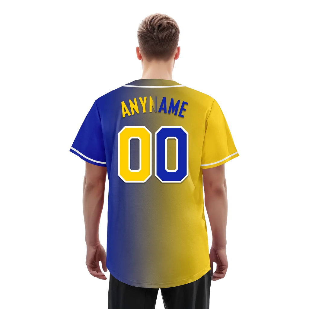 Custom Yellow Blue Gradient Fashion Personalized Authentic Baseball Jersey BSBJ01-D0a7098 - Coolcustomize