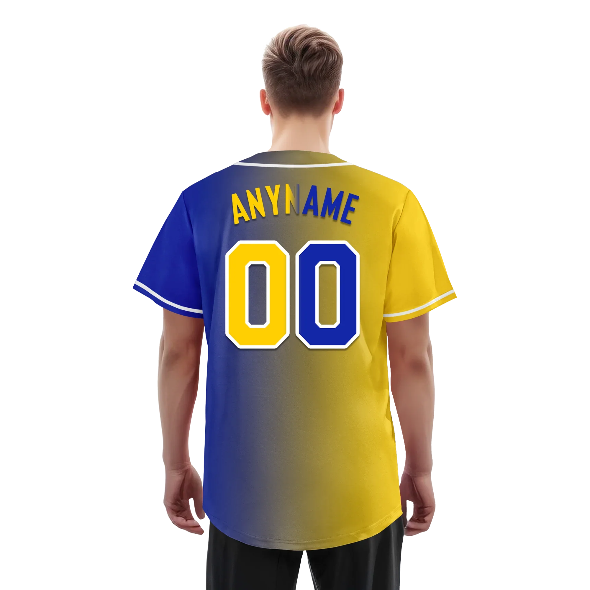Custom Yellow Blue Gradient Fashion Personalized Authentic Baseball Jersey BSBJ01-D0a7098 - Coolcustomize