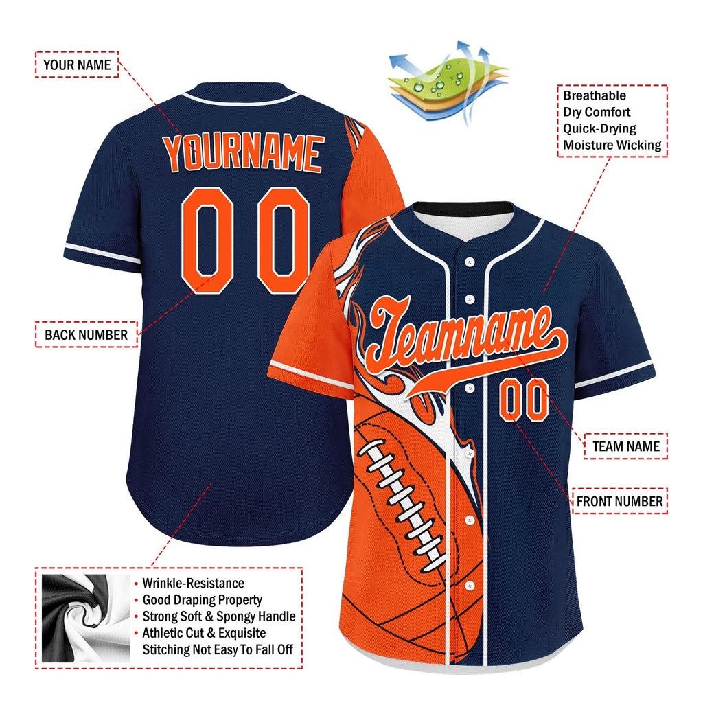 Custom Blue Orange Classic Style Personalized Authentic Baseball Jersey UN002-D0b0a00-a0 - Coolcustomize