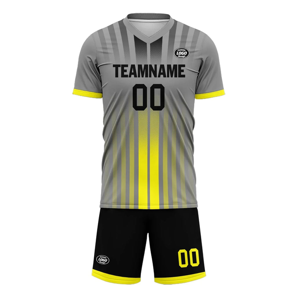 Custom Gray Yellow Soccer Sets Jersey Personalized SCJ101-D020131-9 - Coolcustomize