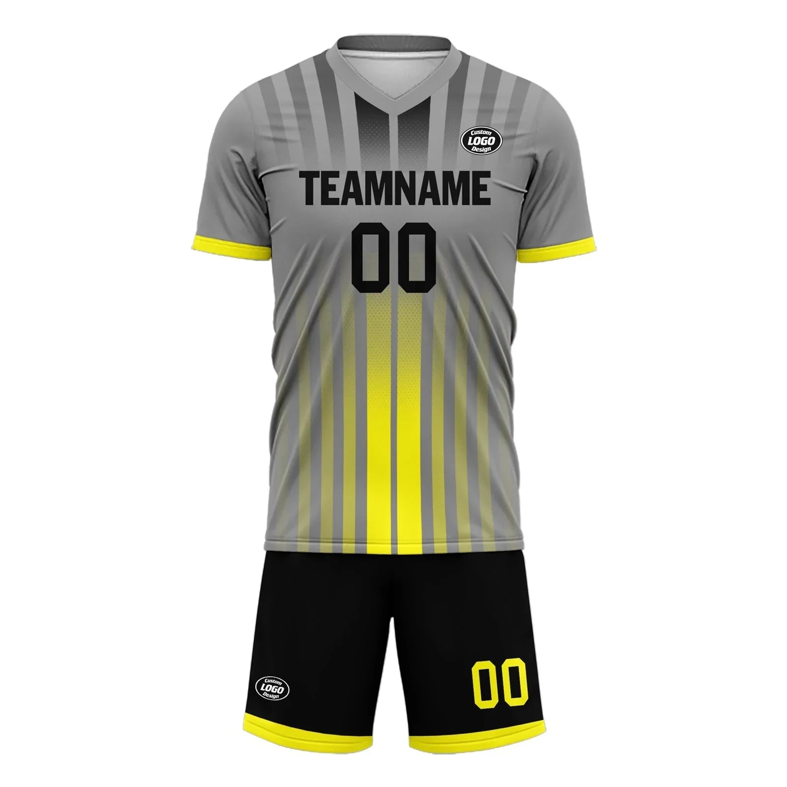Custom Gray Yellow Soccer Sets Jersey Personalized SCJ101-D020131-9 - Coolcustomize