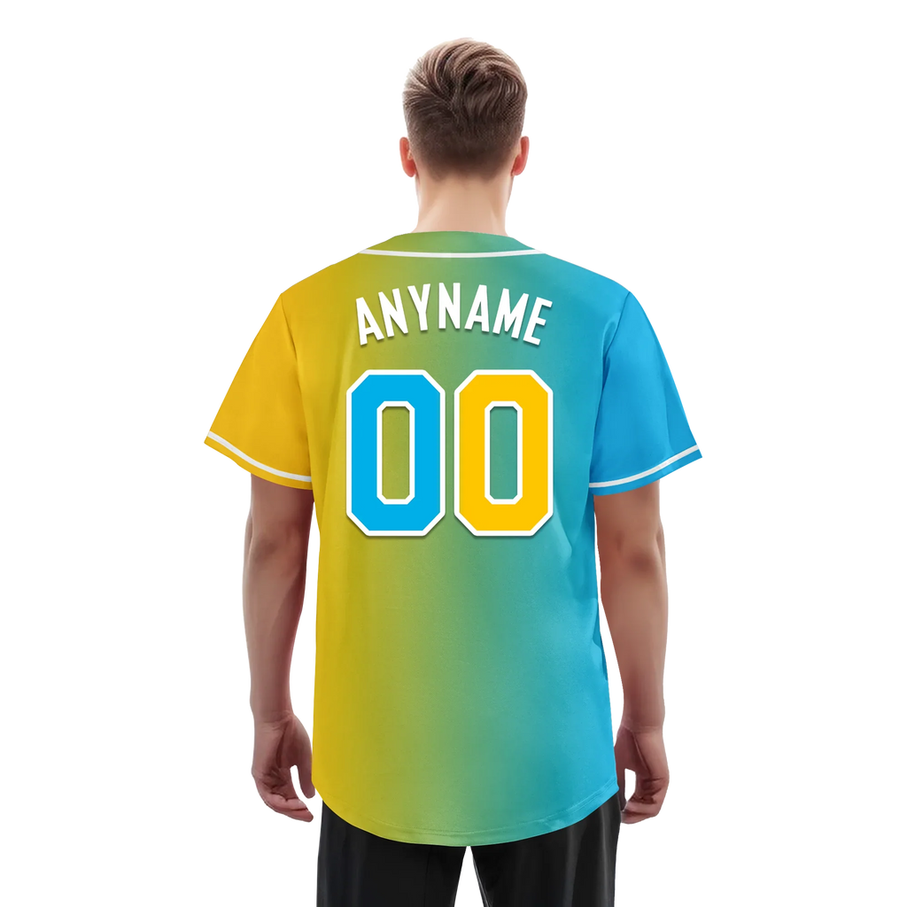 Custom Blue Yellow Gradient Fashion Personalized Authentic Baseball Jersey BSBJ01-D0a709b - Coolcustomize