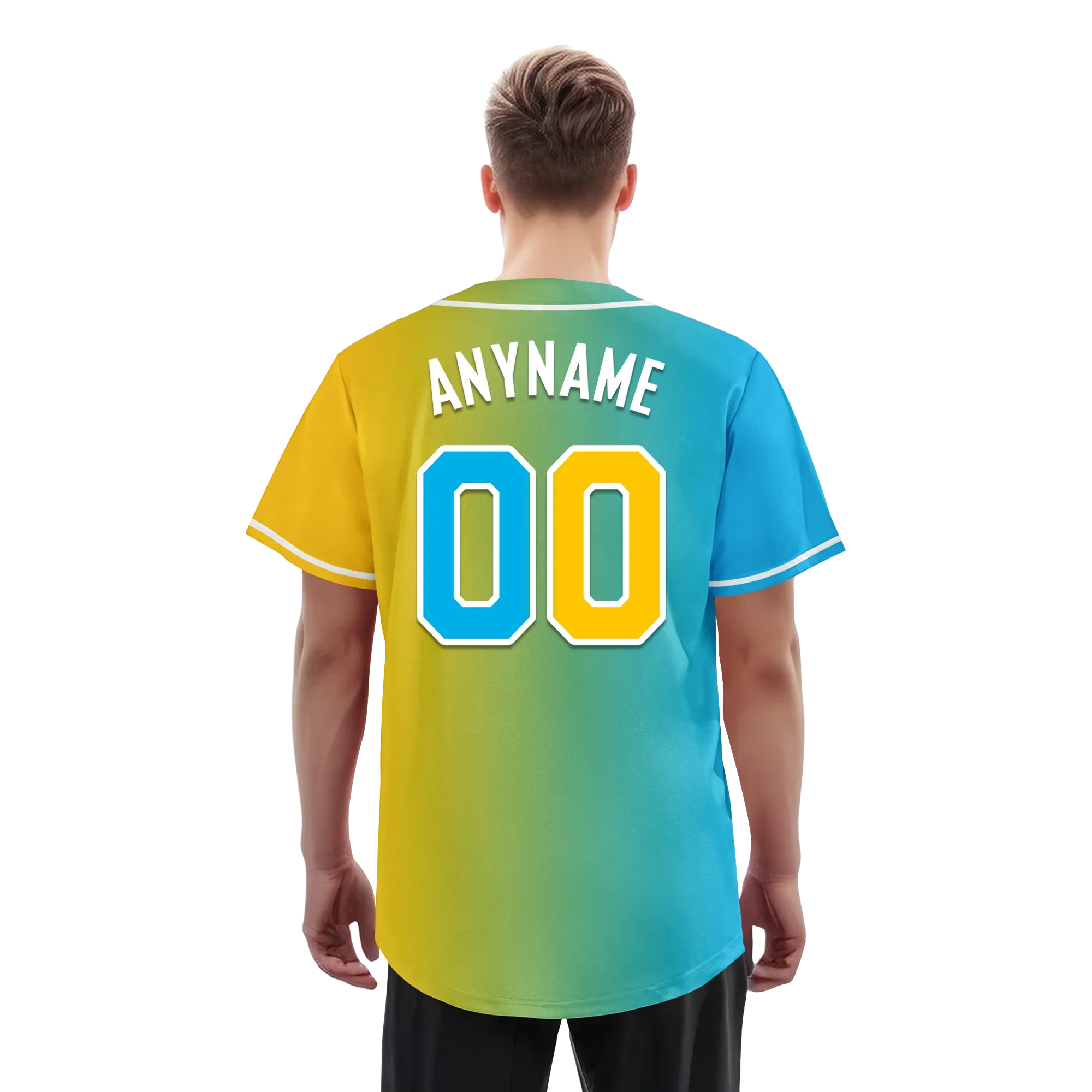 Custom Blue Yellow Gradient Fashion Personalized Authentic Baseball Jersey BSBJ01-D0a709b - Coolcustomize