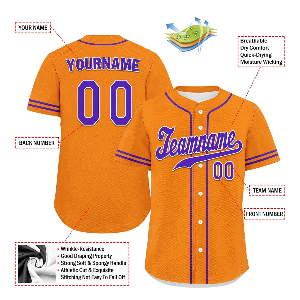 Custom Orange Classic Style Purple Personalized Authentic Baseball Jersey UN002-bd0b00d8-cb - Coolcustomize