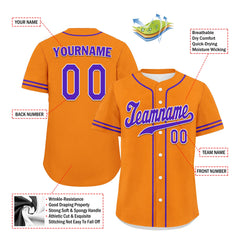 Custom Orange Classic Style Purple Personalized Authentic Baseball Jersey UN002-bd0b00d8-cb