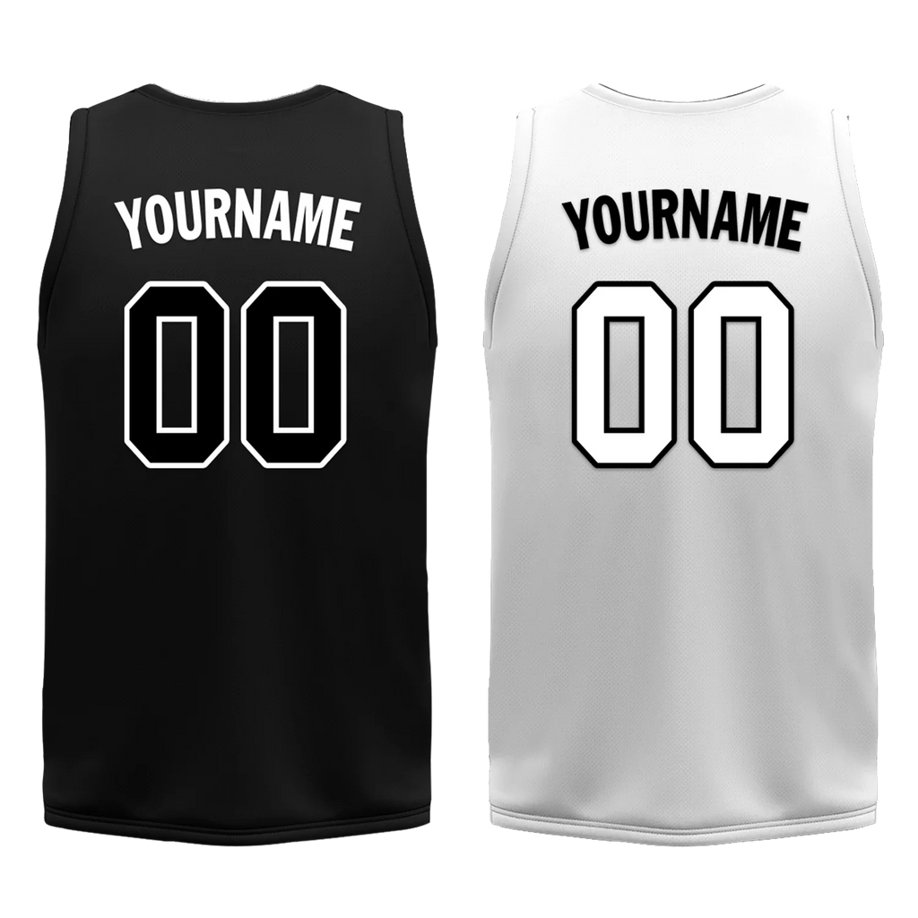 Custom Black White Classic Style Reversible Basketball Uniform Personalized COOLMAX BBJR-D017007 - Coolcustomize
