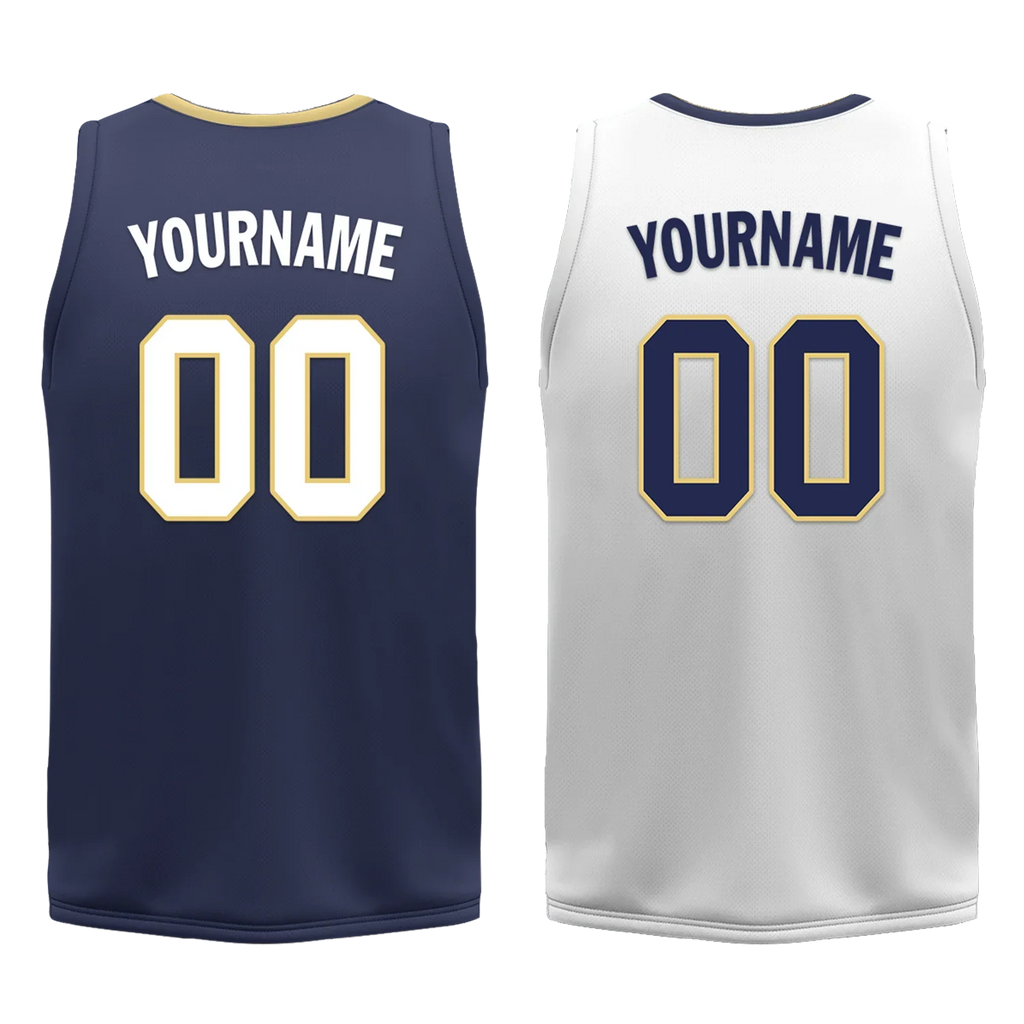 Custom Blue White Classic Style Reversible Basketball Uniform Personalized COOLMAX BBJR-D017050 - Coolcustomize