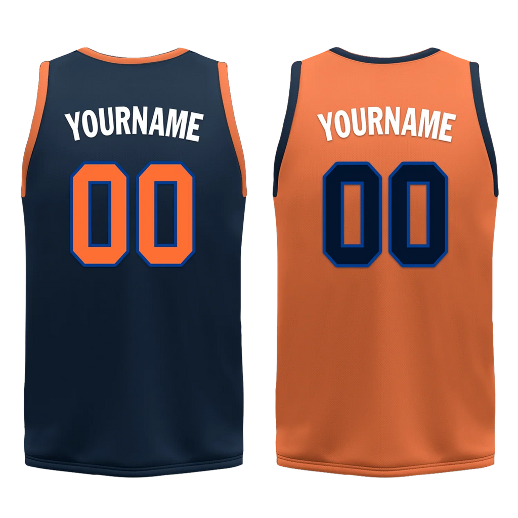 Custom Blue Orange Classic Style Reversible Basketball Uniform Personalized Ordinary BBJR-D017015 - Coolcustomize