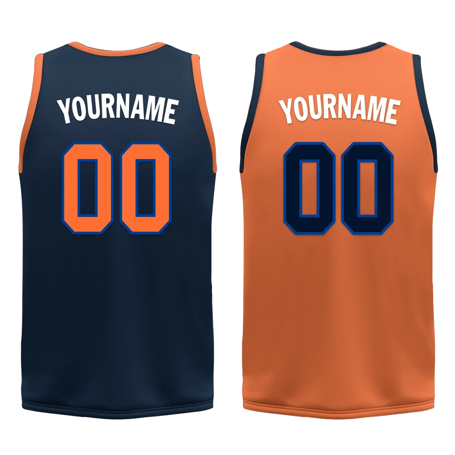 Custom Blue Orange Classic Style Reversible Basketball Uniform Personalized Ordinary BBJR-D017015 - Coolcustomize
