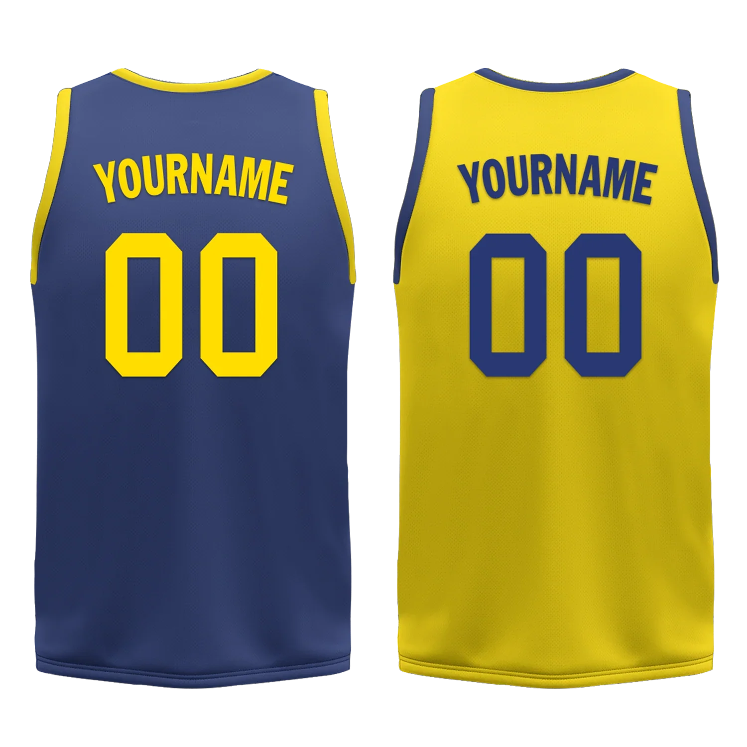 Custom Blue Yellow Classic Style Reversible Basketball Uniform Personalized Ordinary BBJR-D017003 - Coolcustomize
