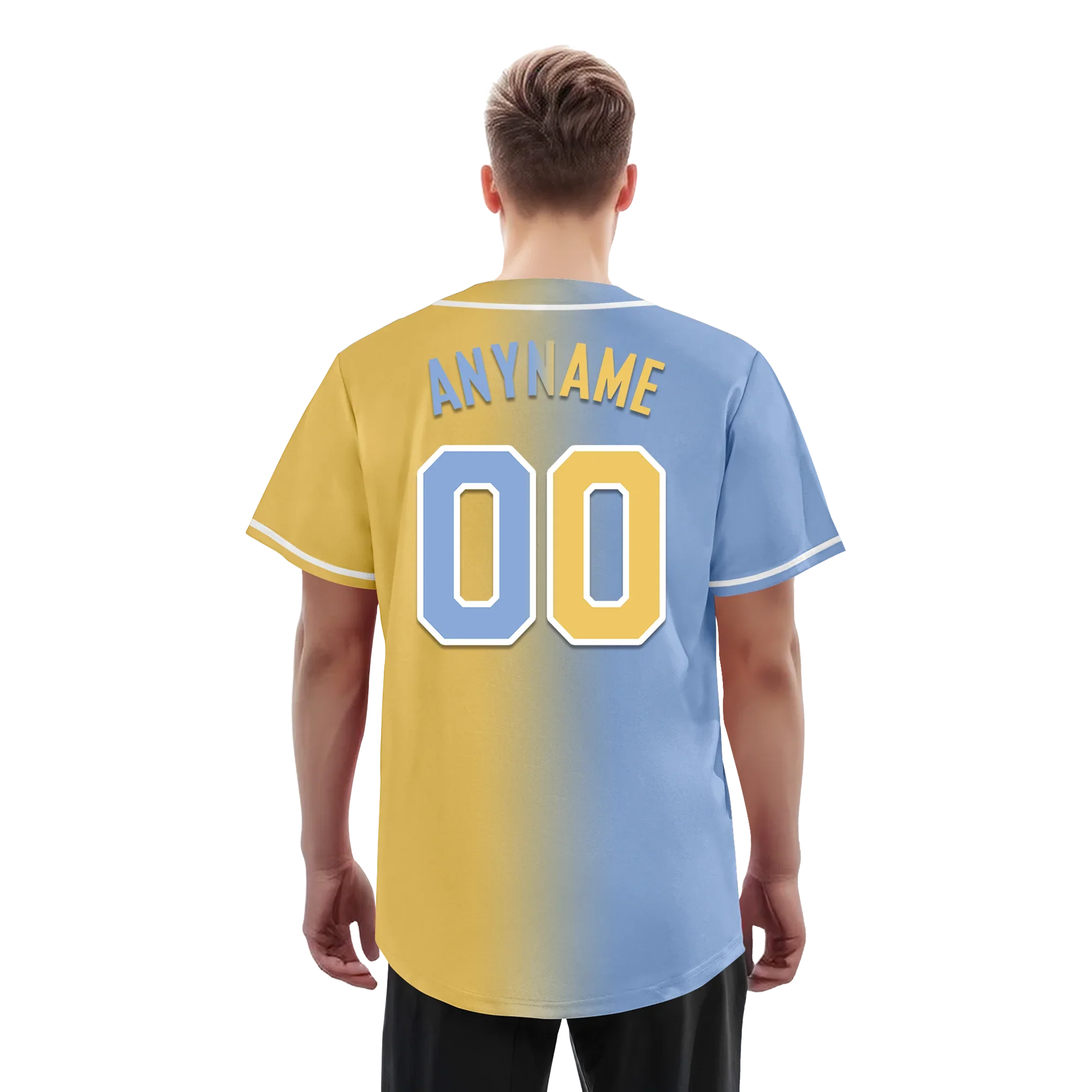 Custom Blue Yellow Gradient Fashion Personalized Authentic Baseball Jersey BSBJ01-D0a7079 - Coolcustomize
