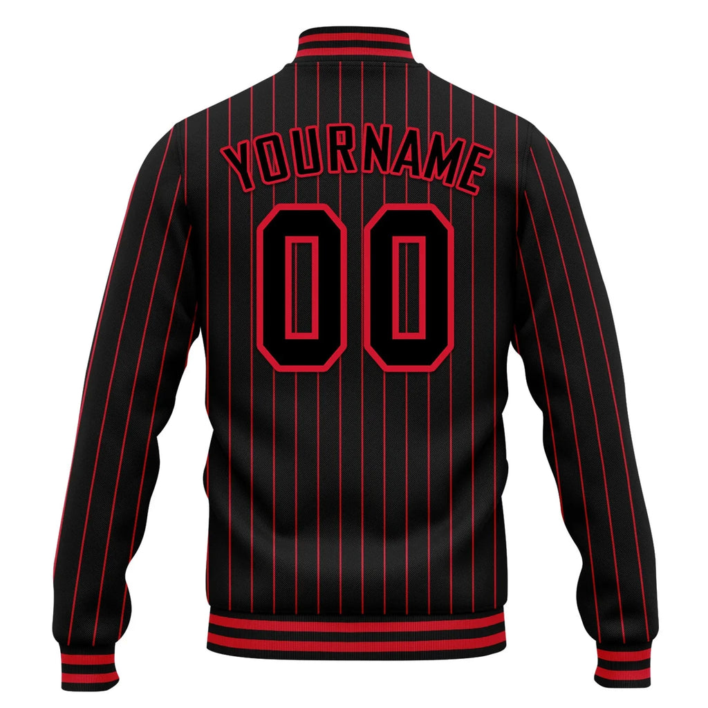 Custom Black Red Stripe Fashion Jacket Bomber Full-Snap Varsity Letterman Personalized Jacket FZ005-D020219-26 - Coolcustomize