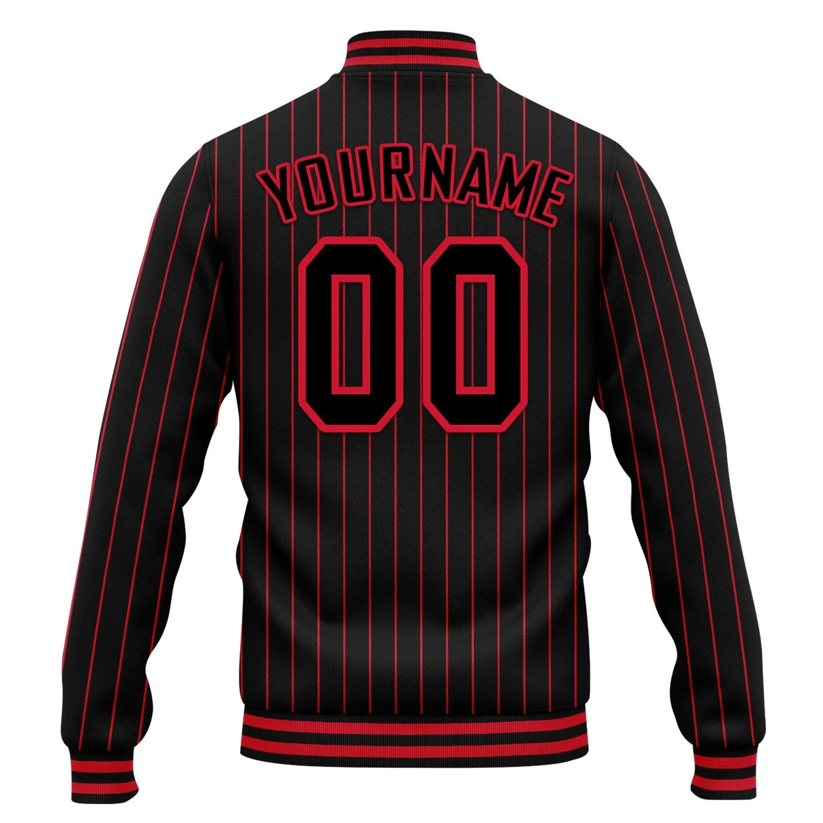 Custom Black Red Stripe Fashion Jacket Bomber Full-Snap Varsity Letterman Personalized Jacket FZ005-D020219-26 - Coolcustomize