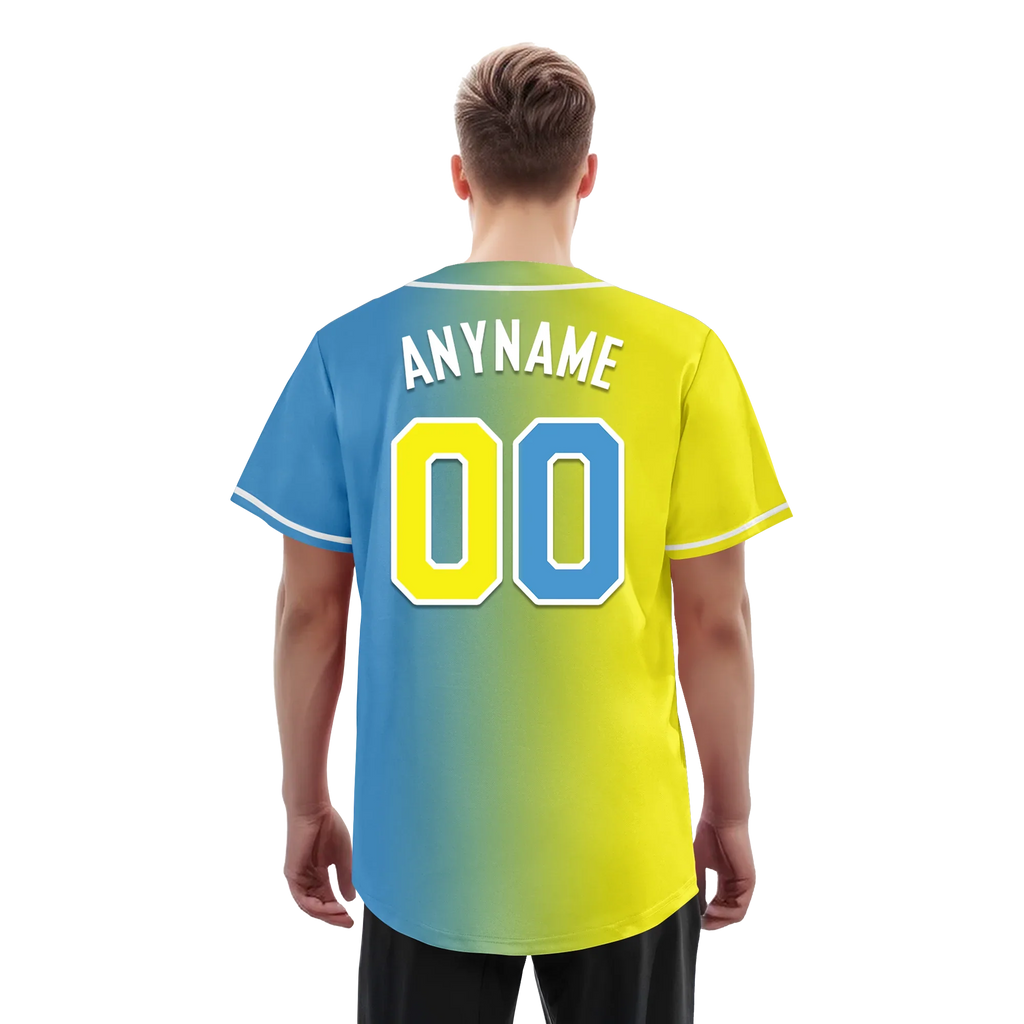 Custom Yellow Blue Gradient Fashion Personalized Authentic Baseball Jersey BSBJ01-D0a7aa0 - Coolcustomize