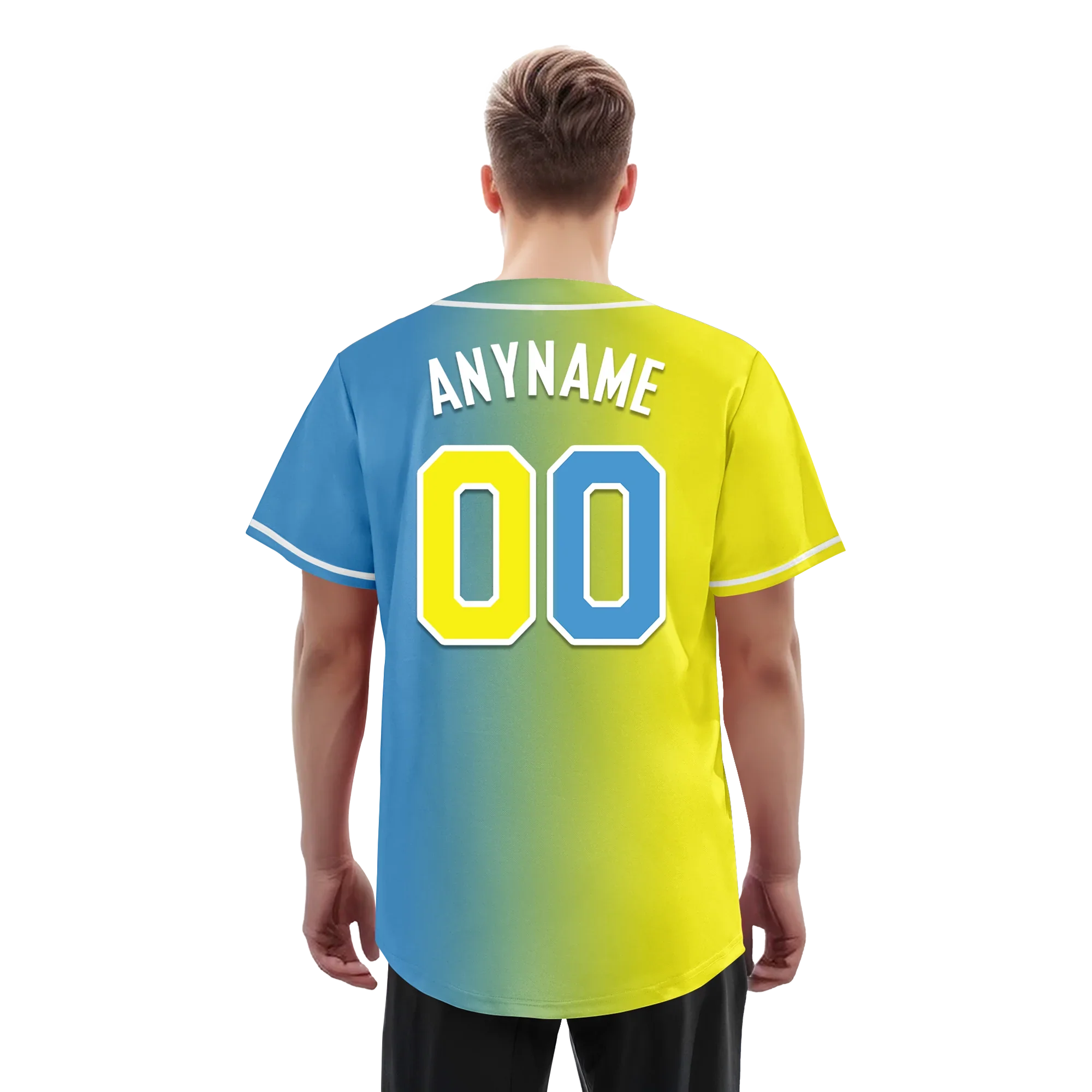 Custom Yellow Blue Gradient Fashion Personalized Authentic Baseball Jersey BSBJ01-D0a7aa0 - Coolcustomize