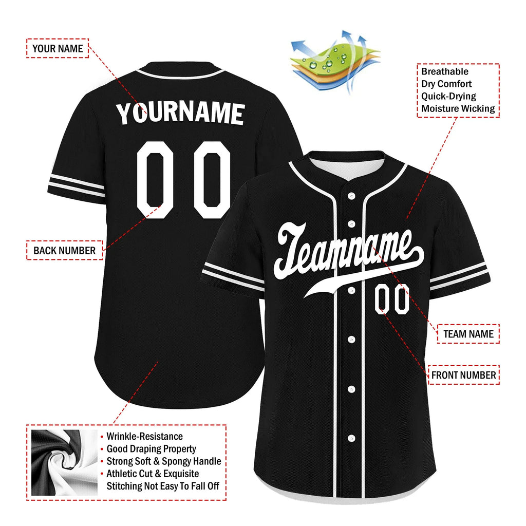 Custom Black Classic Style White Personalized Authentic Baseball Jersey UN002-bd0b00d8-ca - Coolcustomize