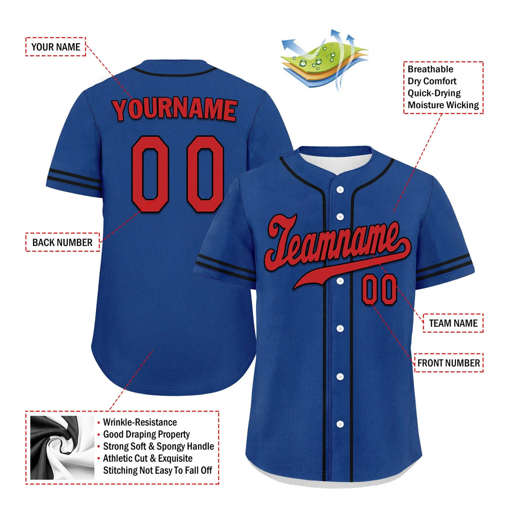 Custom Blue Classic Style Red Personalized Authentic Baseball Jersey UN002-bd0b00d8-a0 - Coolcustomize
