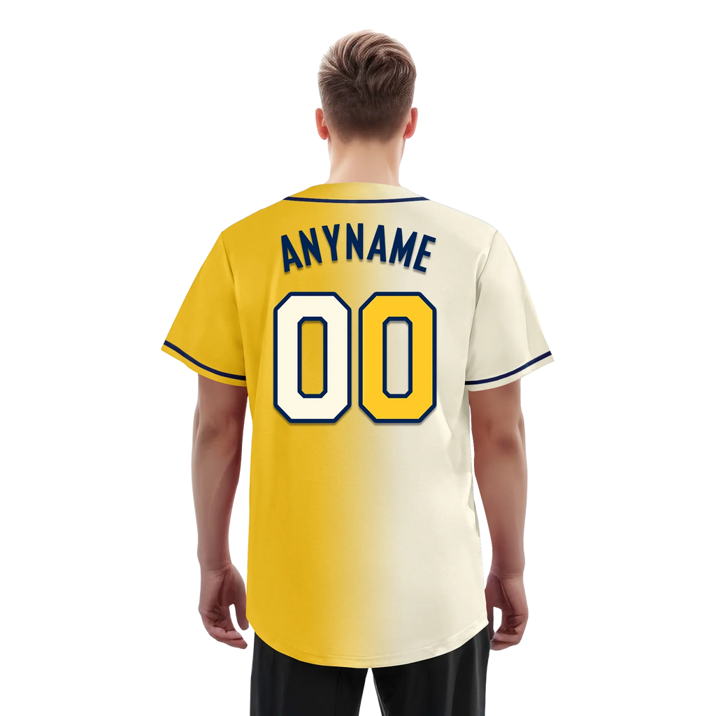 Custom White Yellow Gradient Fashion Personalized Authentic Baseball Jersey BSBJ01-D0a709f - Coolcustomize