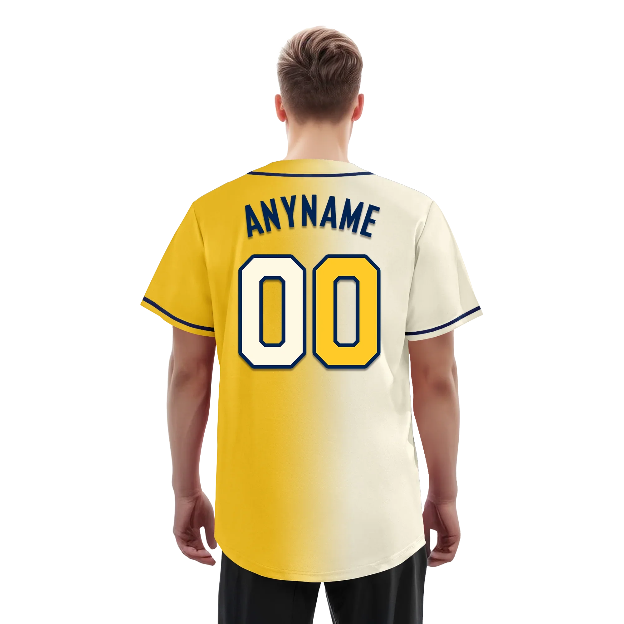 Custom White Yellow Gradient Fashion Personalized Authentic Baseball Jersey BSBJ01-D0a709f - Coolcustomize